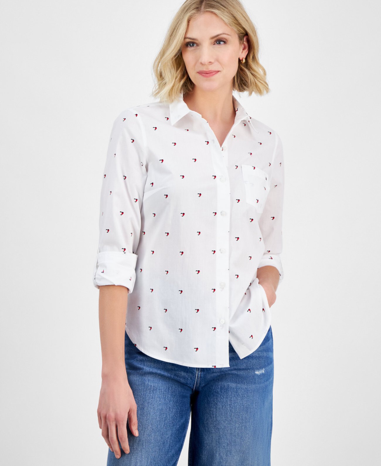 Women's Cotton Heart-Logo Printed Shirt Tommy Hilfiger