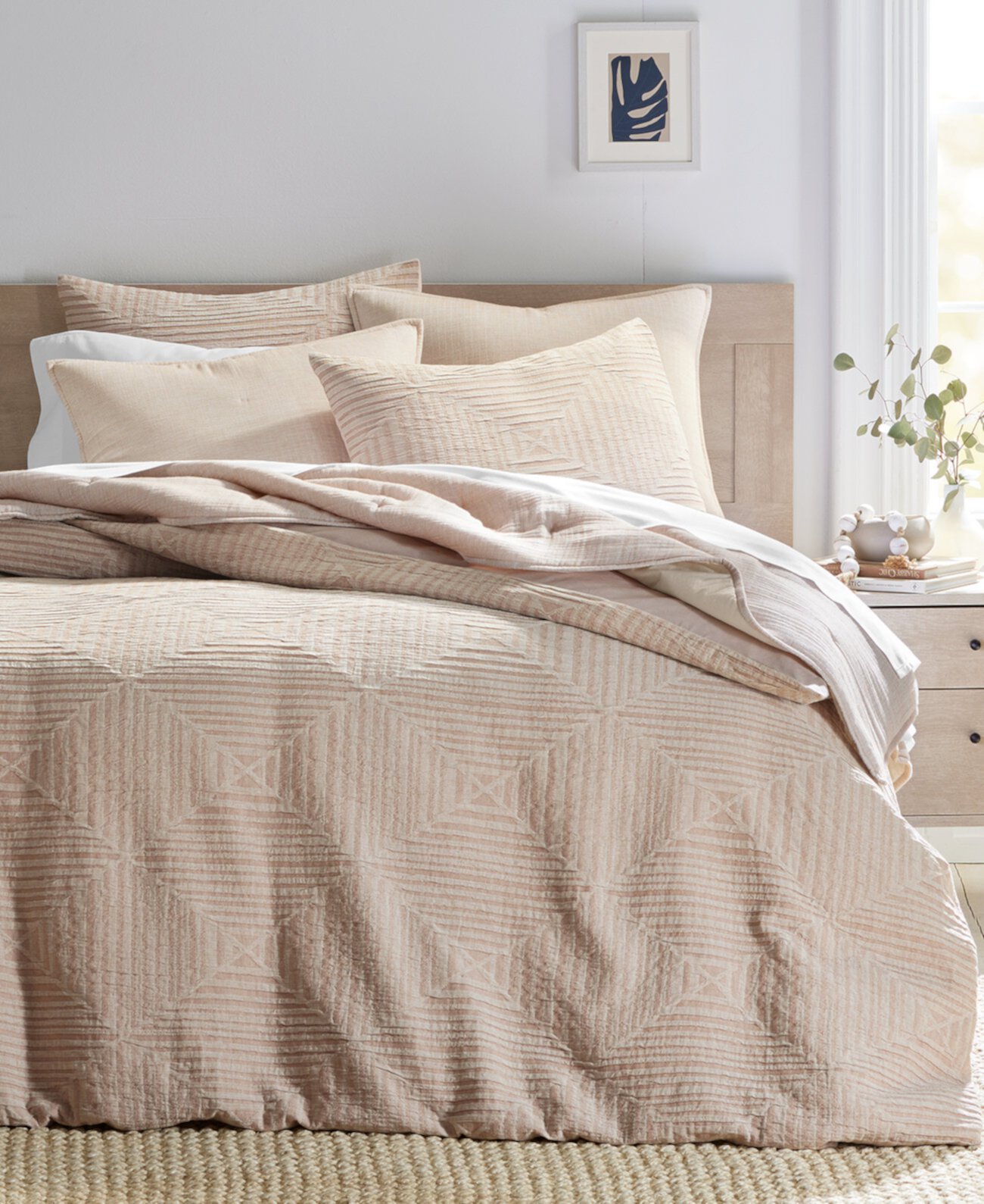 Concentric Square Matelassé 3-Pc. Comforter Set, King, Exclusively at Macy’s Oake