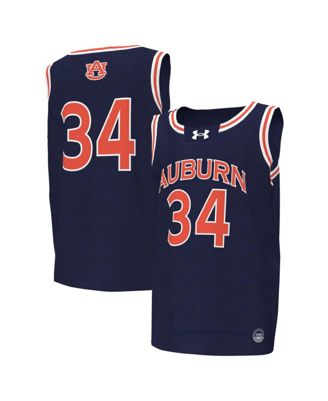 Детская Replica баскетбольная майка #34 Navy Auburn Tigers от Under Armour, 100% полиэстер, свободный крой Under Armour