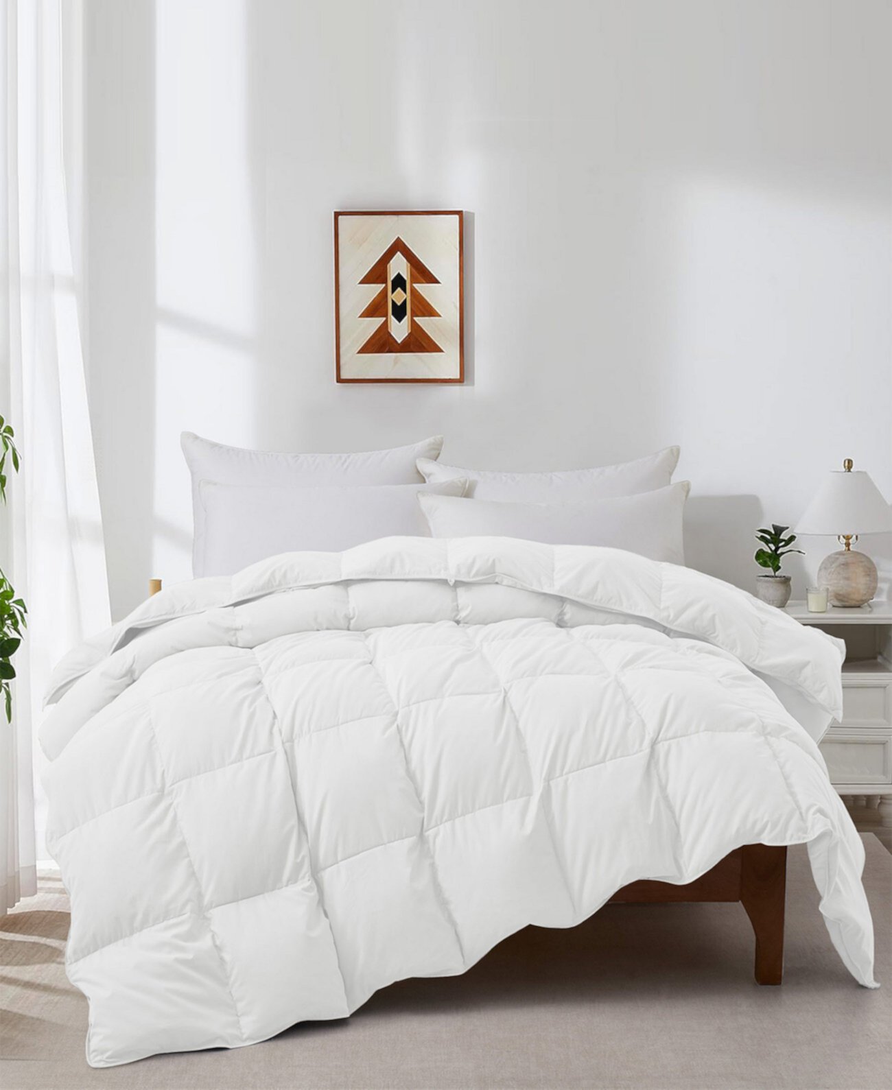 Warm and Cozy 360 Thread Count All Season Down and Feather Fiber Comforter, Twin Unikome