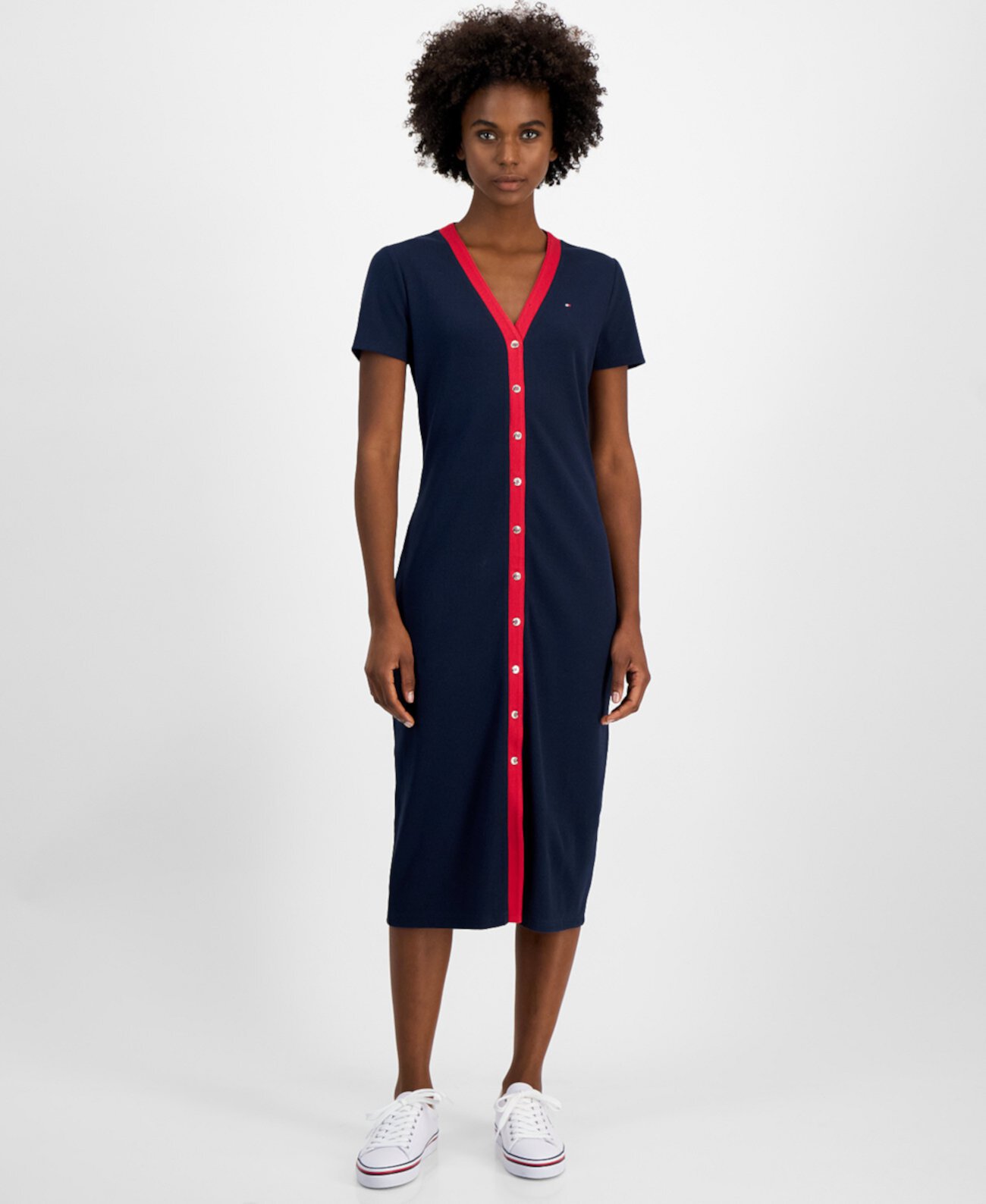 Women's V-Neck Button-Front Midi Dress Tommy Hilfiger