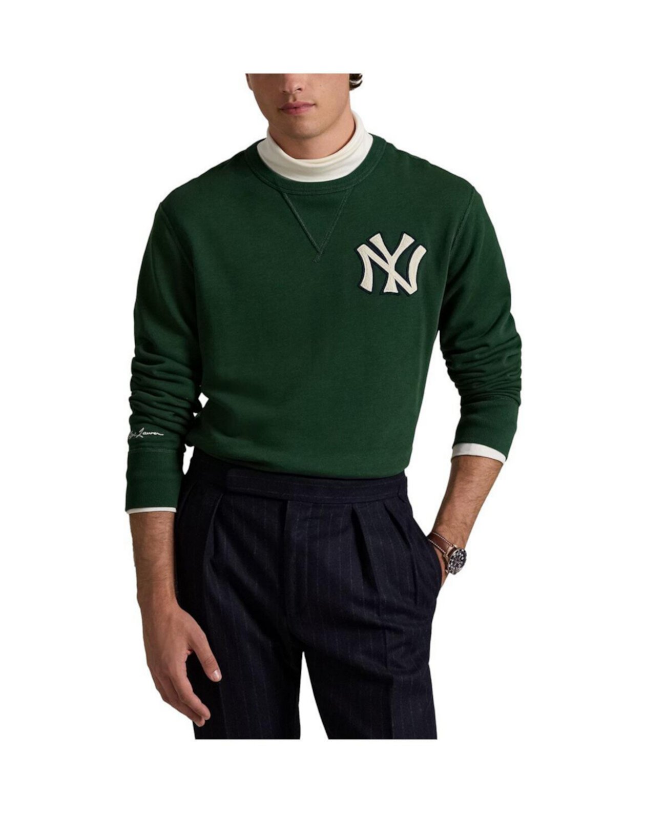 Мужской хлопковый пуловер Polo Ralph Lauren с длинными рукавами и вышивкой New York Yankees Polo Ralph Lauren