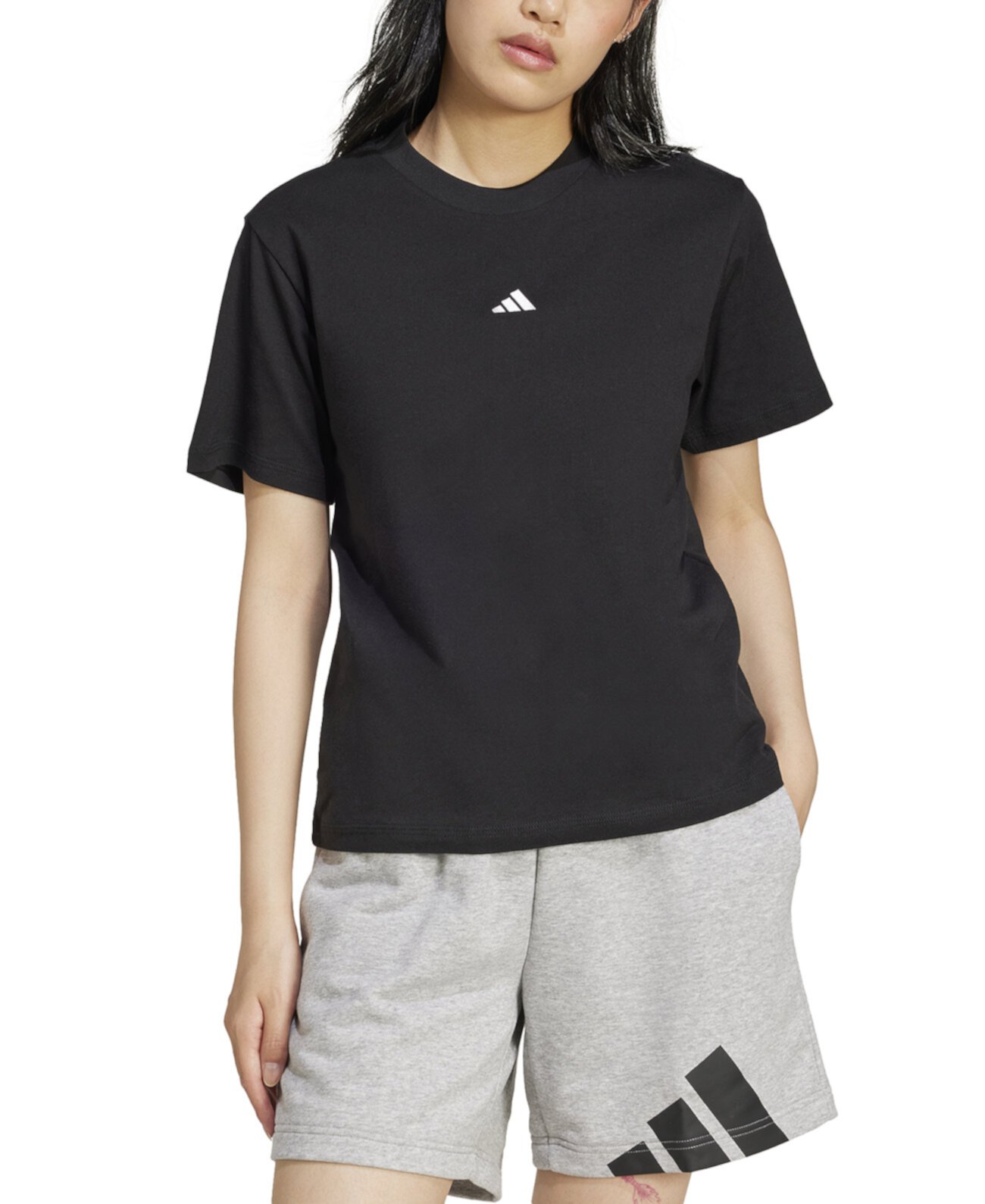 Women's Short-Sleeve Cotton Crewneck Logo T-Shirt Adidas