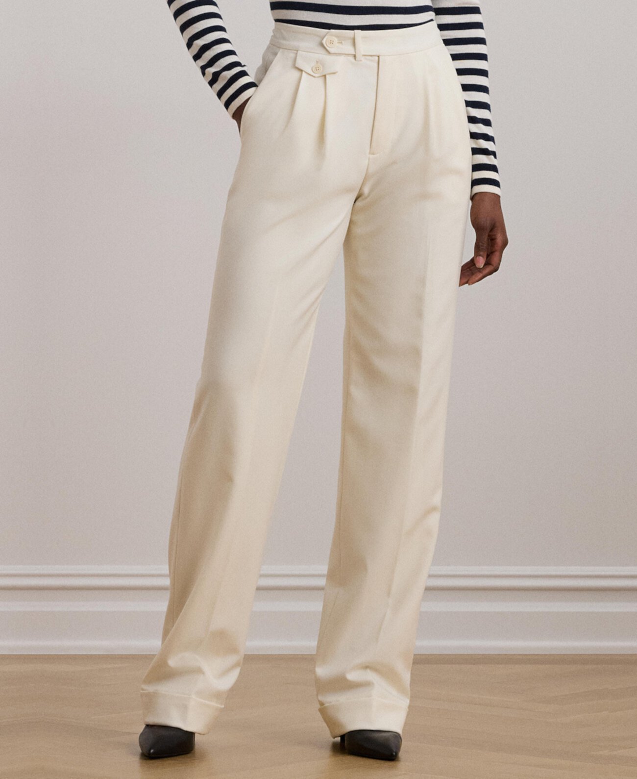 Women's Pleated Wool Twill Straight Pants LAUREN Ralph Lauren