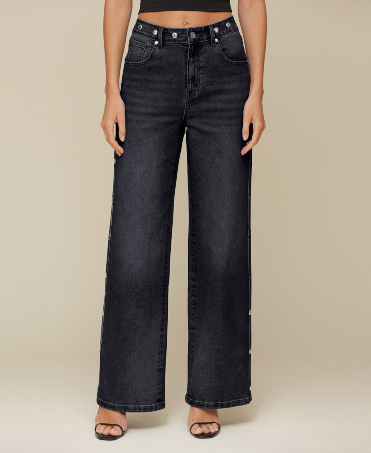 Women's Mid-Rise Studded Barrel-Leg Jeans Avec Les Filles