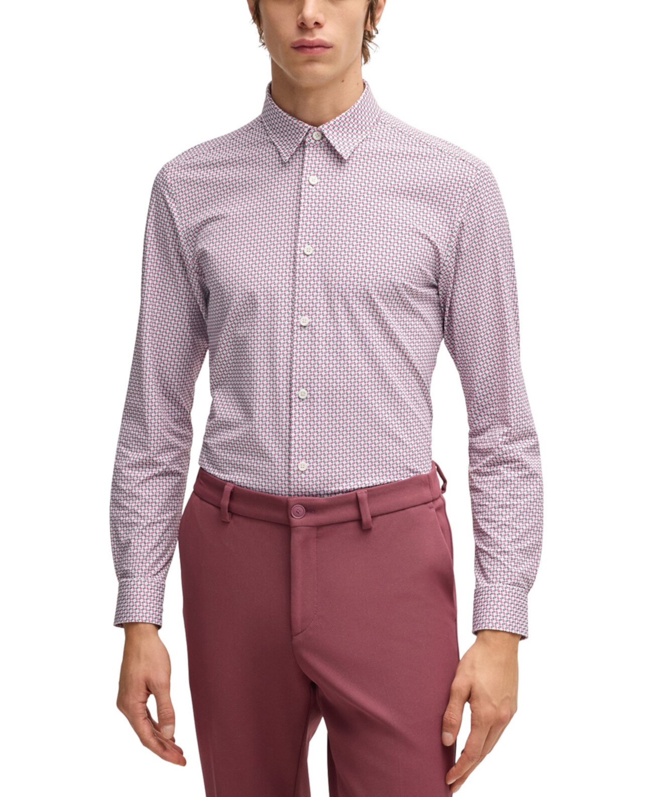 Men's Printed Slim-Fit Performance-Stretch Shirt Boss