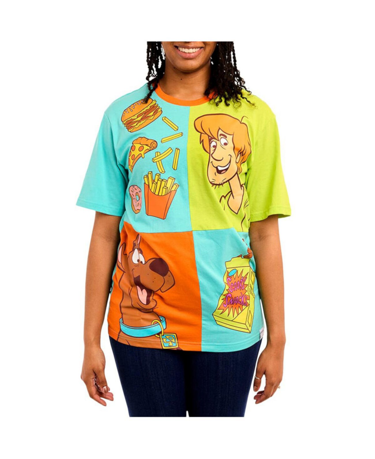 Цветная футболка с блоками Scooby-Doo Munchies от Loungefly, 100% хлопок, короткий рукав Loungefly