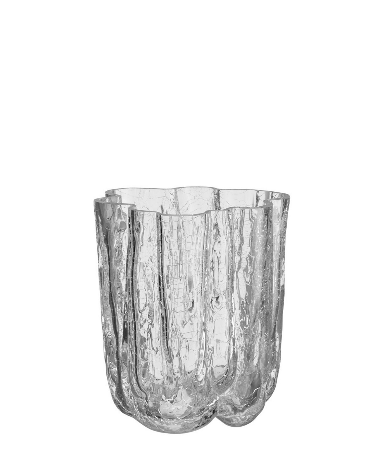 4.8" Crackle Crystal Glass Vase Kosta Boda