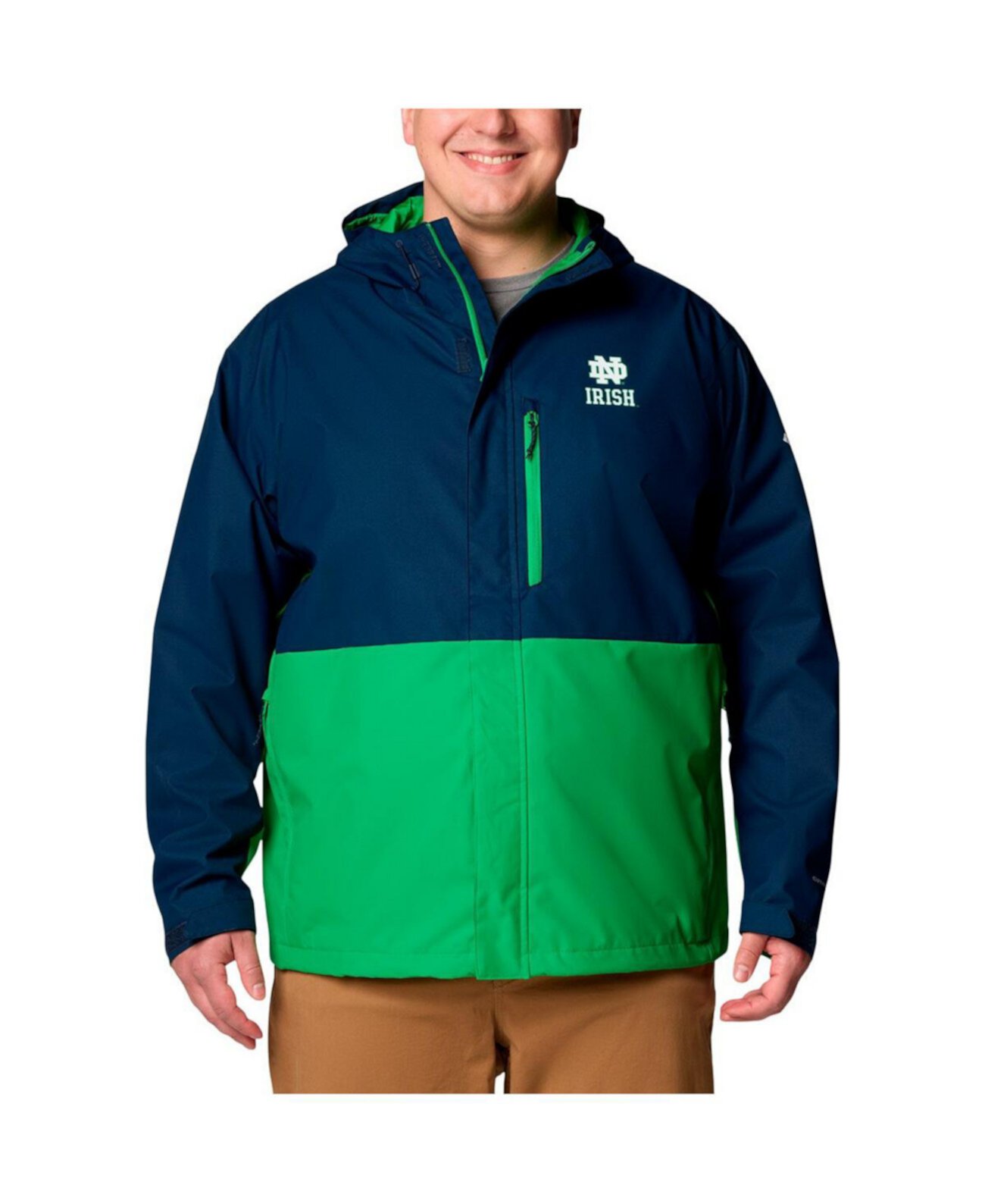 Мужская куртка Columbia Navy Notre Dame Fighting Irish Big Tall Field Bound с капюшоном и карманами на молнии Columbia