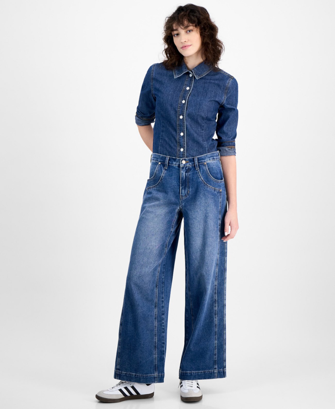 Petite High-Rise Seam-Front Wide-Leg Jeans, Exclusively at Macy's And Now This