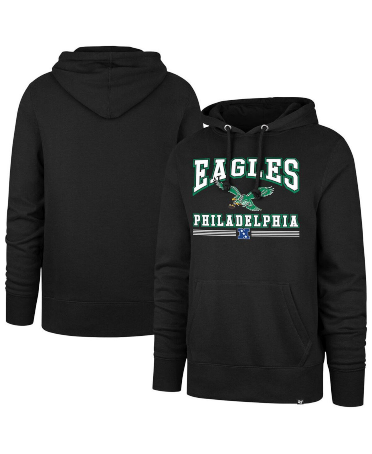 Men's Black Philadelphia Eagles Packed House Headline Pullover Hoodie '47 Brand