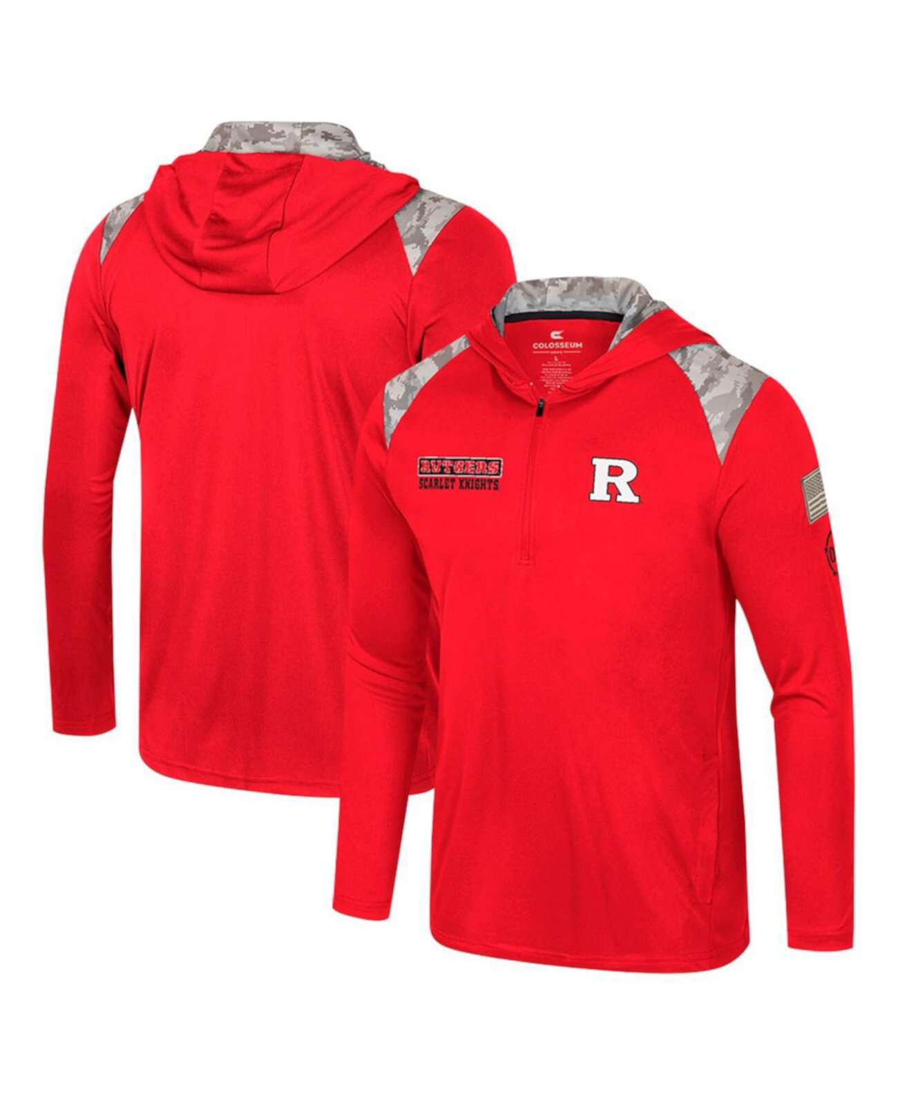 Men's Scarlet Rutgers Scarlet Knights OHT Military Appreciation Quarter-Zip Hoodie Jacket Colosseum