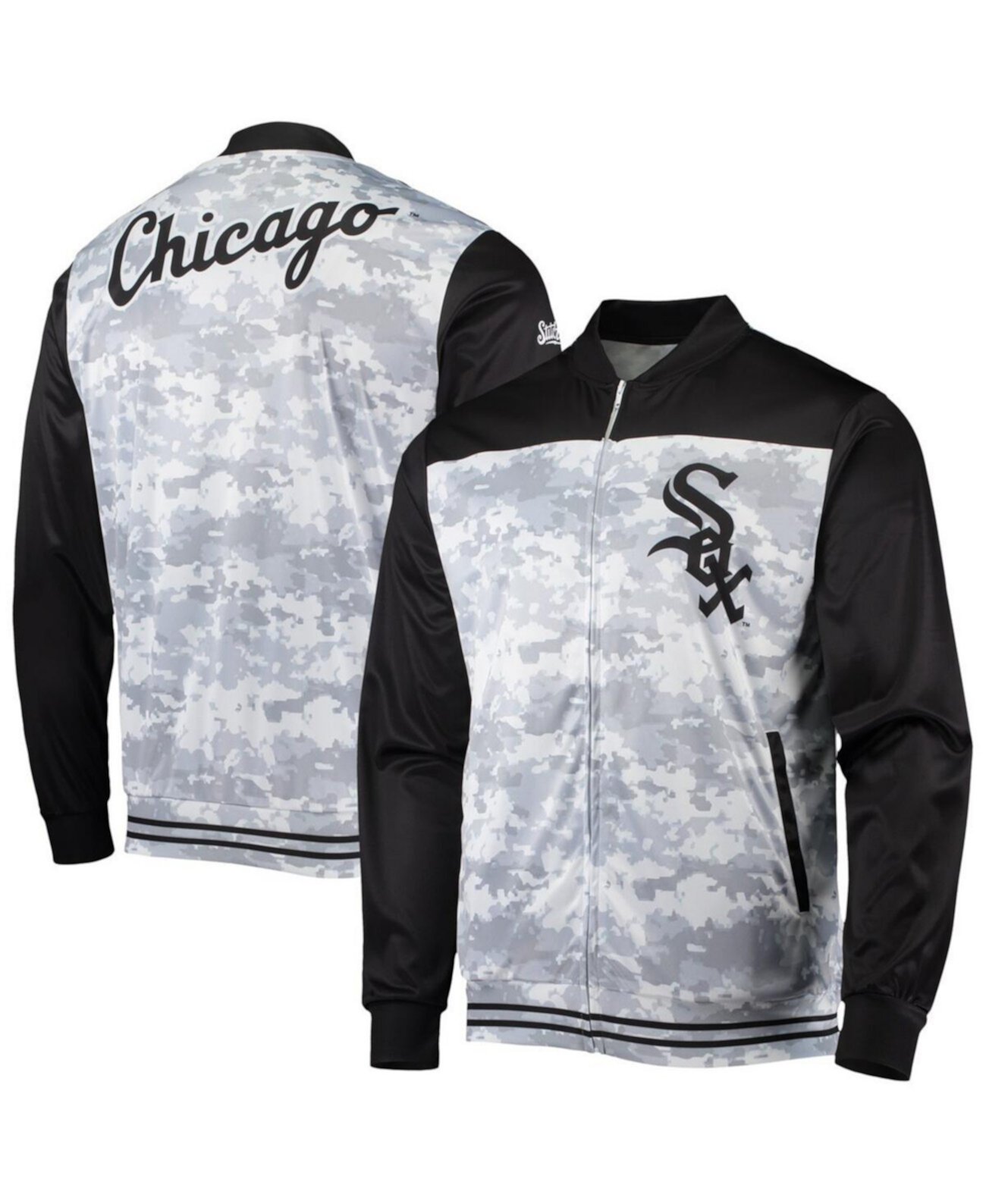 Мужская черная куртка Chicago White Sox с камуфляжным узором на молнии от Stitches, легкий материал Stitches