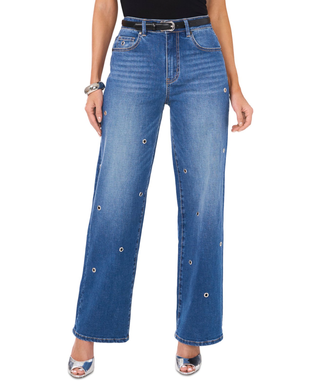 Women's Grommet-Embellished Straight-Fit Jeans Vince Camuto