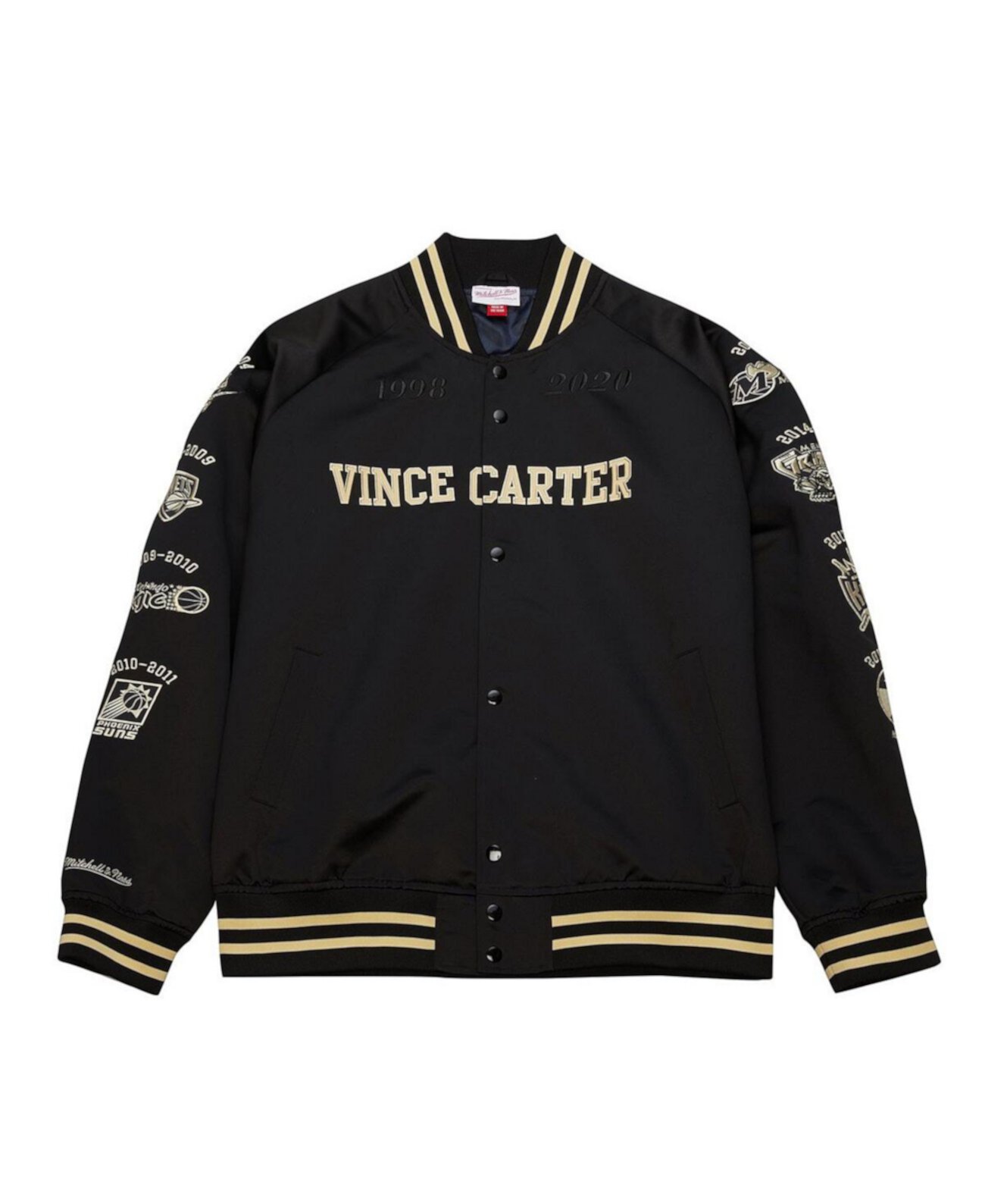 Куртка на молнии для мужчин Vince Carter черного цвета 2024 Basketball Hall of Fame с вышивкой Mitchell & Ness