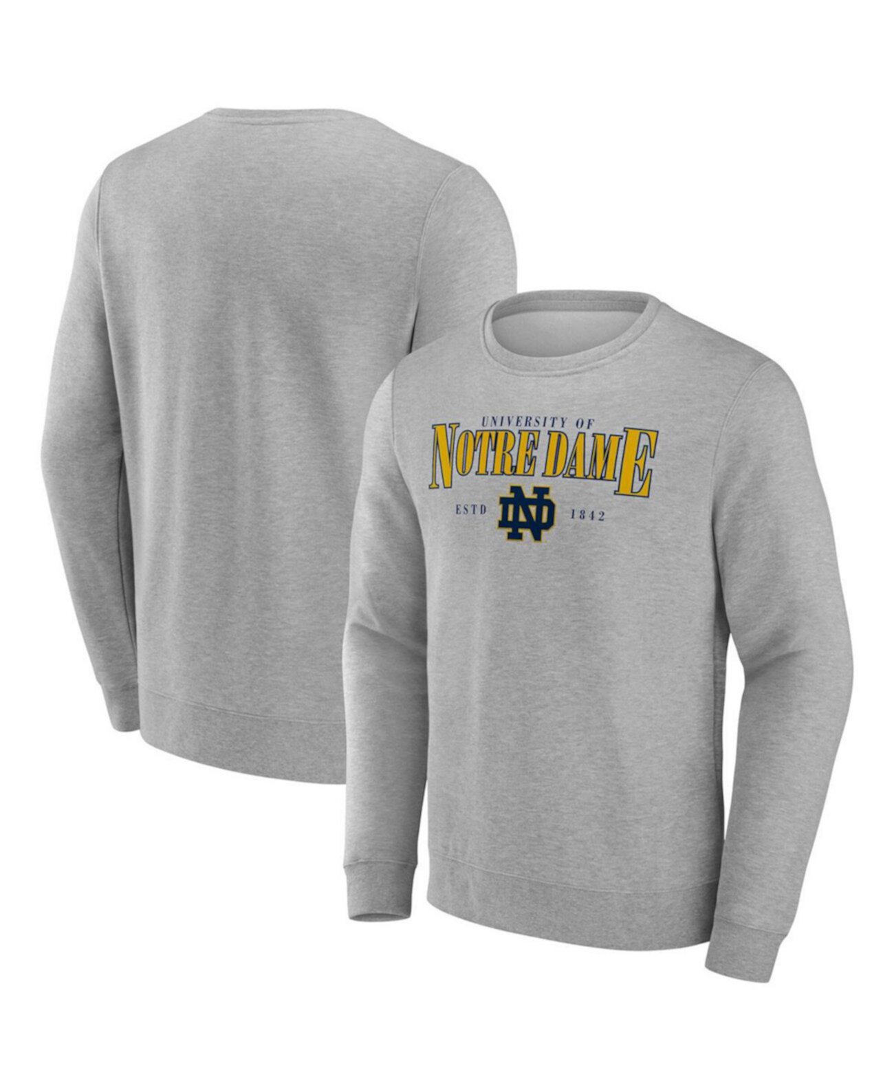 Men's Gray Notre Dame Fighting Irish True Classics Act Fast Fleece Pullover Sweatshirt Fanatics