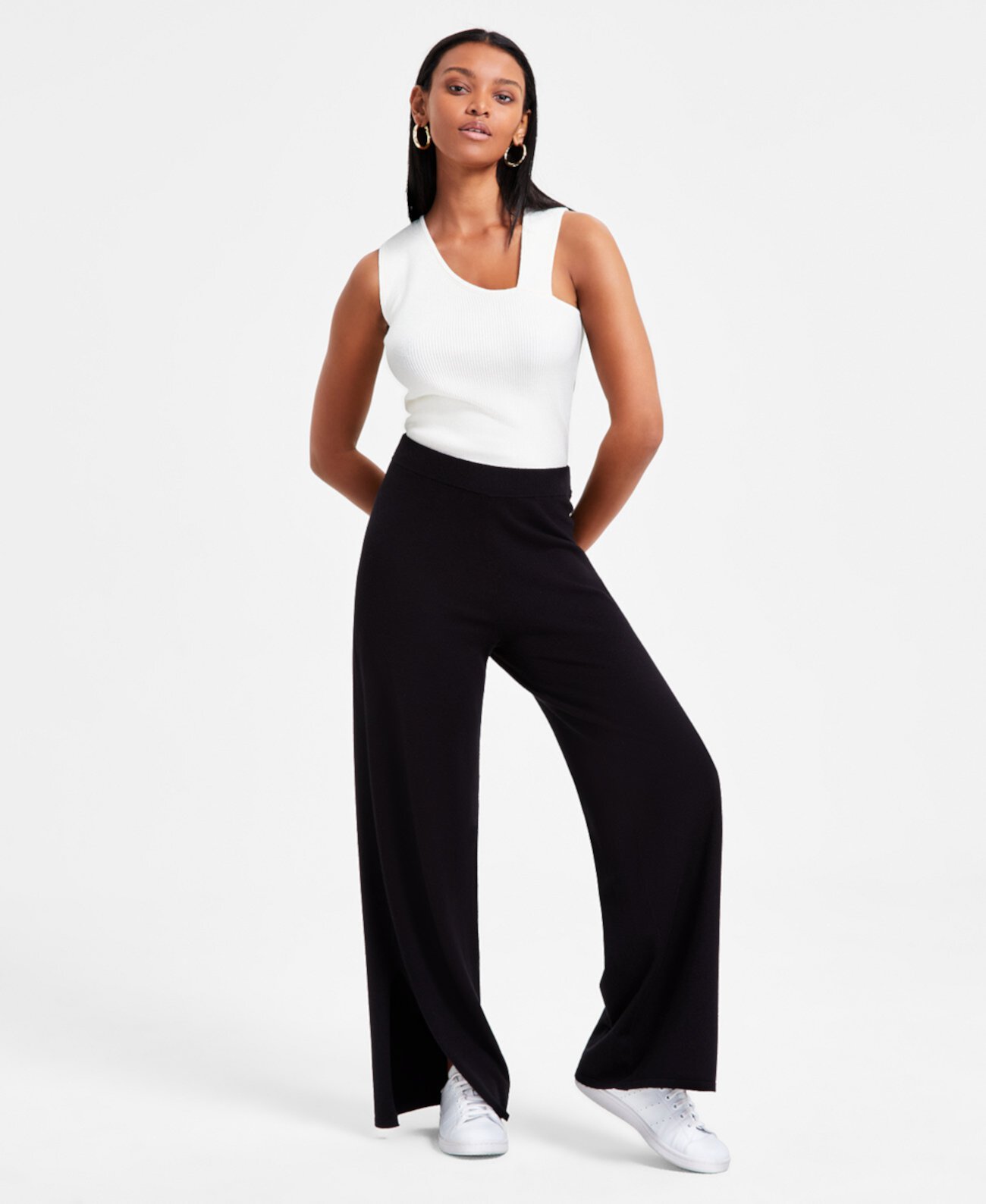 Women's Sweater-Knit Slit-Hem Pants, Exclusively at Macy's Bar III