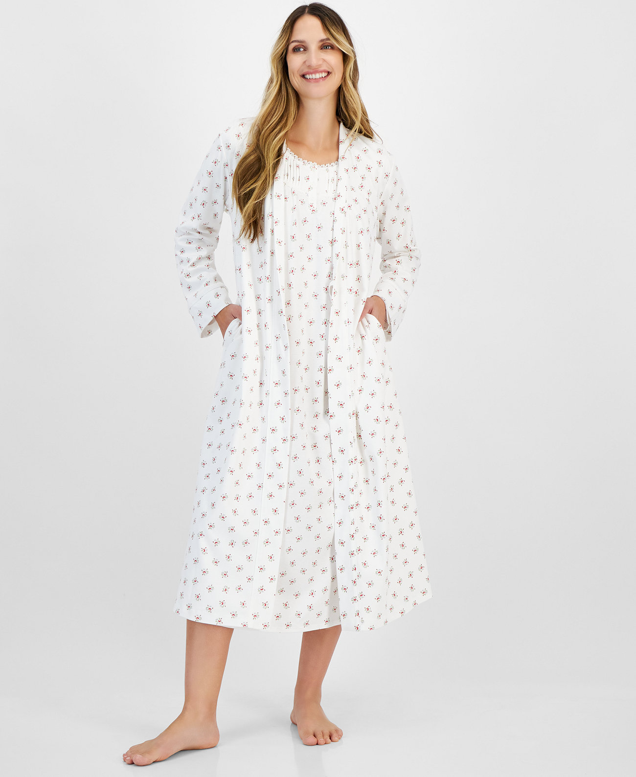 Women's Cotton Floral Long Robe, Created for Macy's Charter Club