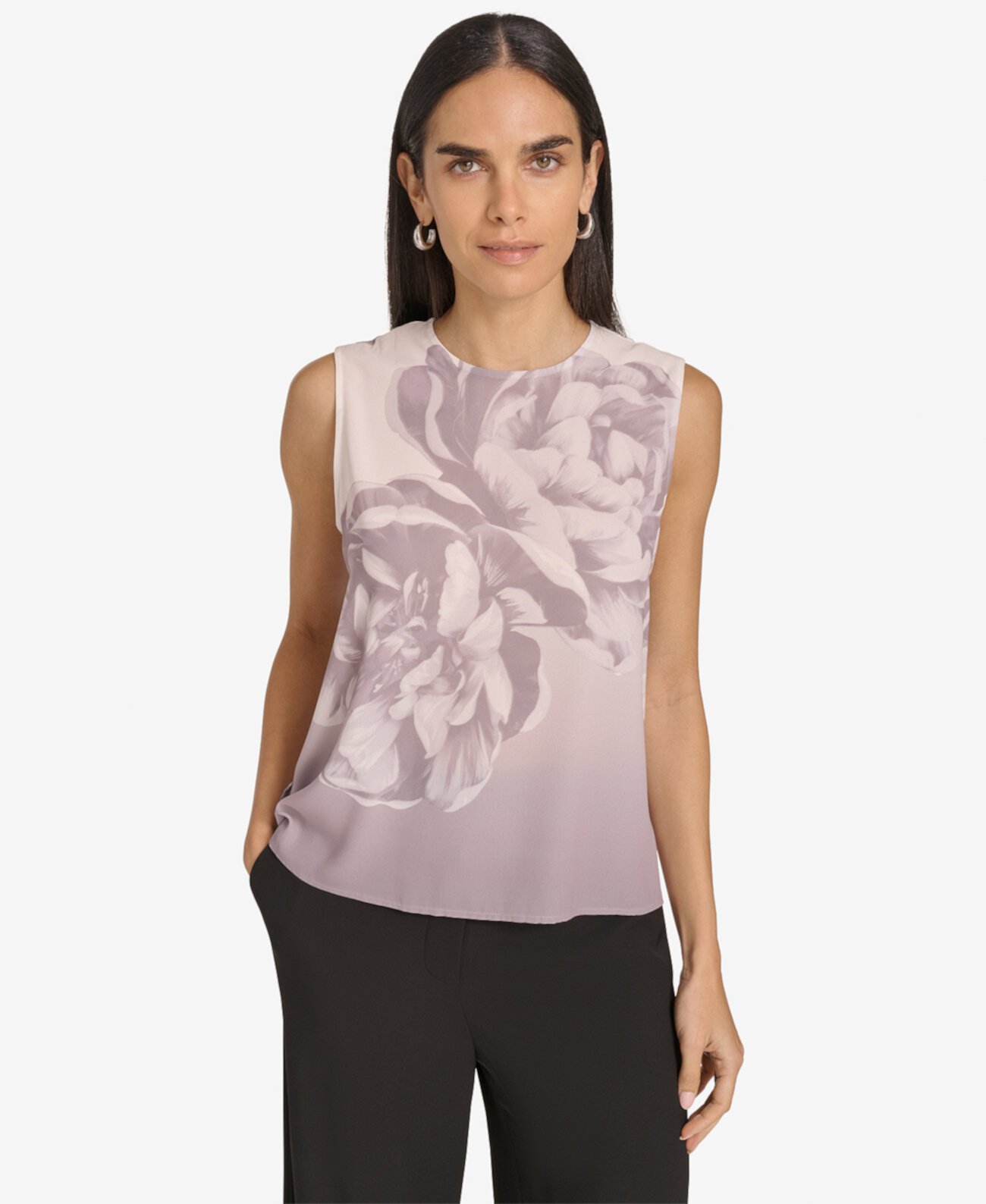 Women's Floral Print Sleeveless Blouse Calvin Klein