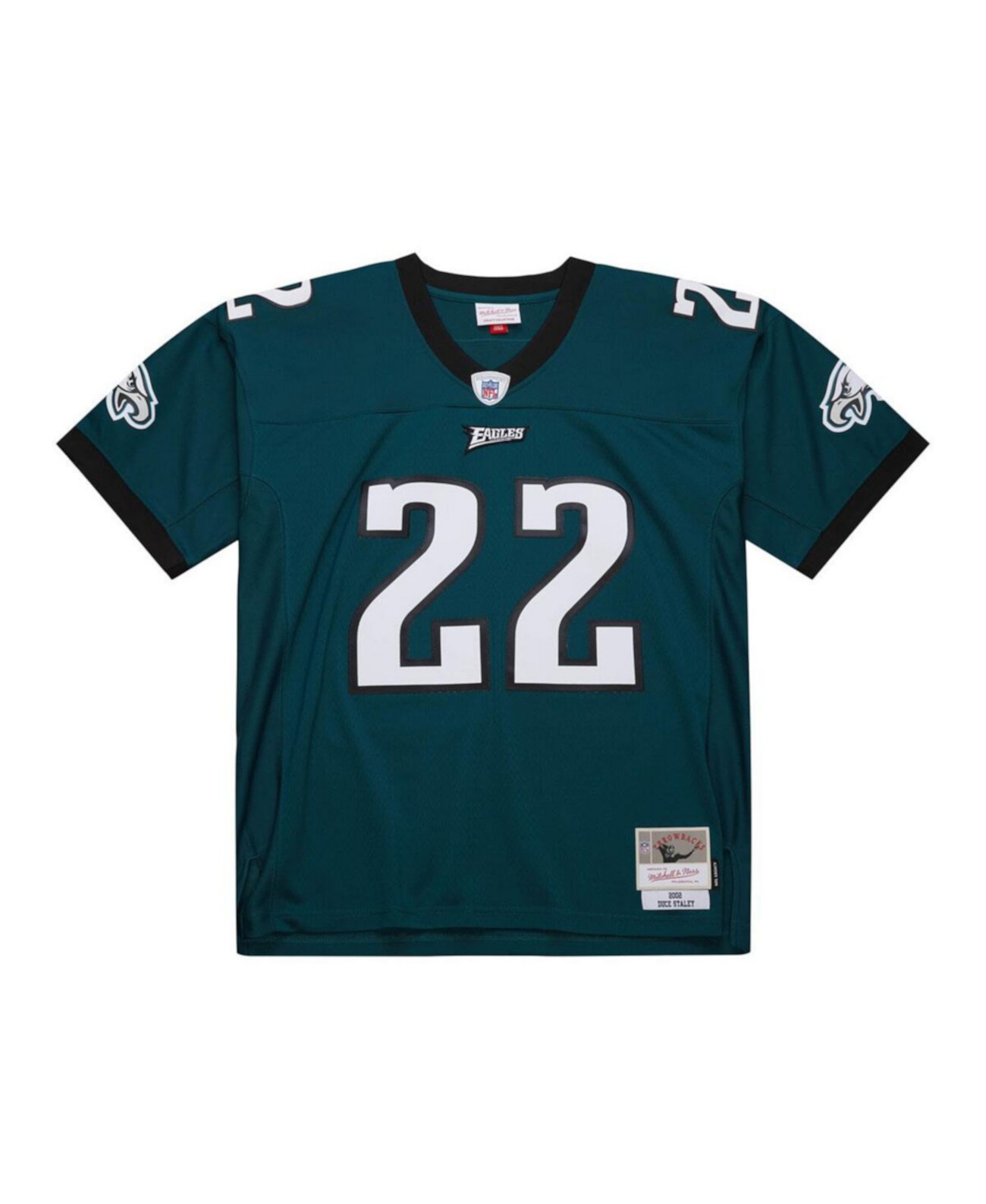 Мужской реплика джерси Duce Staley 2002 года с вышивкой для фанатов Philadelphia Eagles Mitchell & Ness