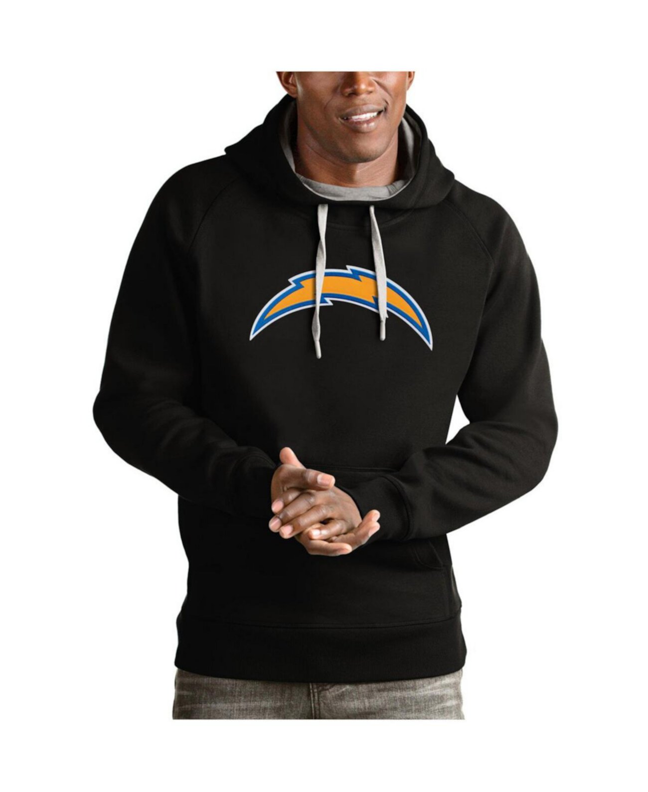 Men's Black Los Angeles Chargers Victory Pullover Hoodie Antigua