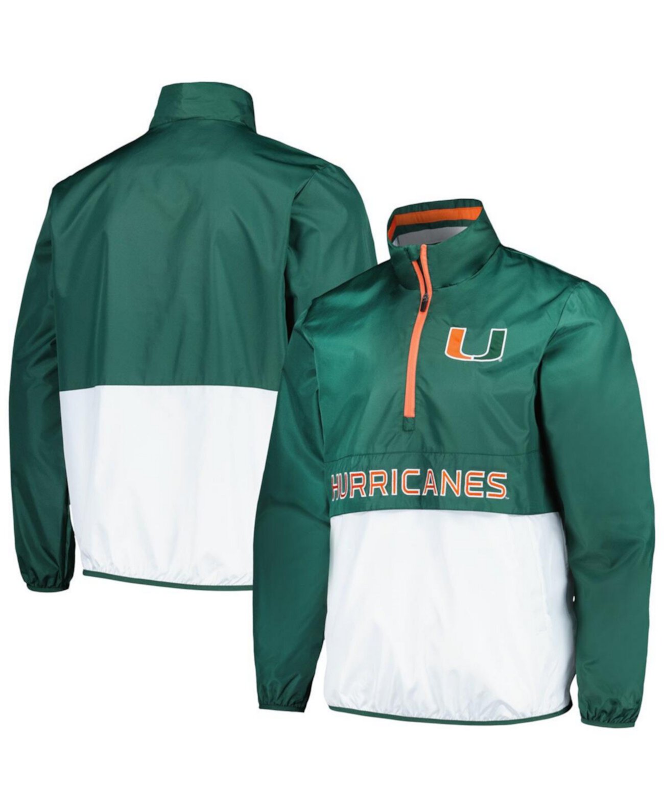 Men's Green Miami Hurricanes Cornerman Half-Zip Top G-III Sports