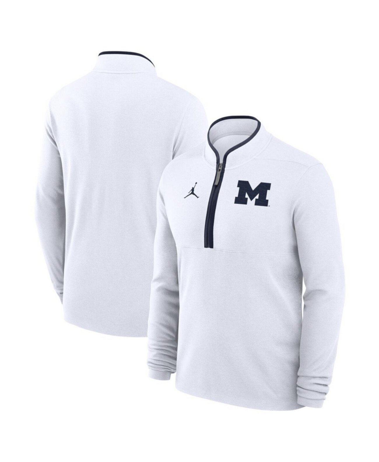 Men's White Michigan Wolverines Victory Half-Zip Sweatshirt Jordan