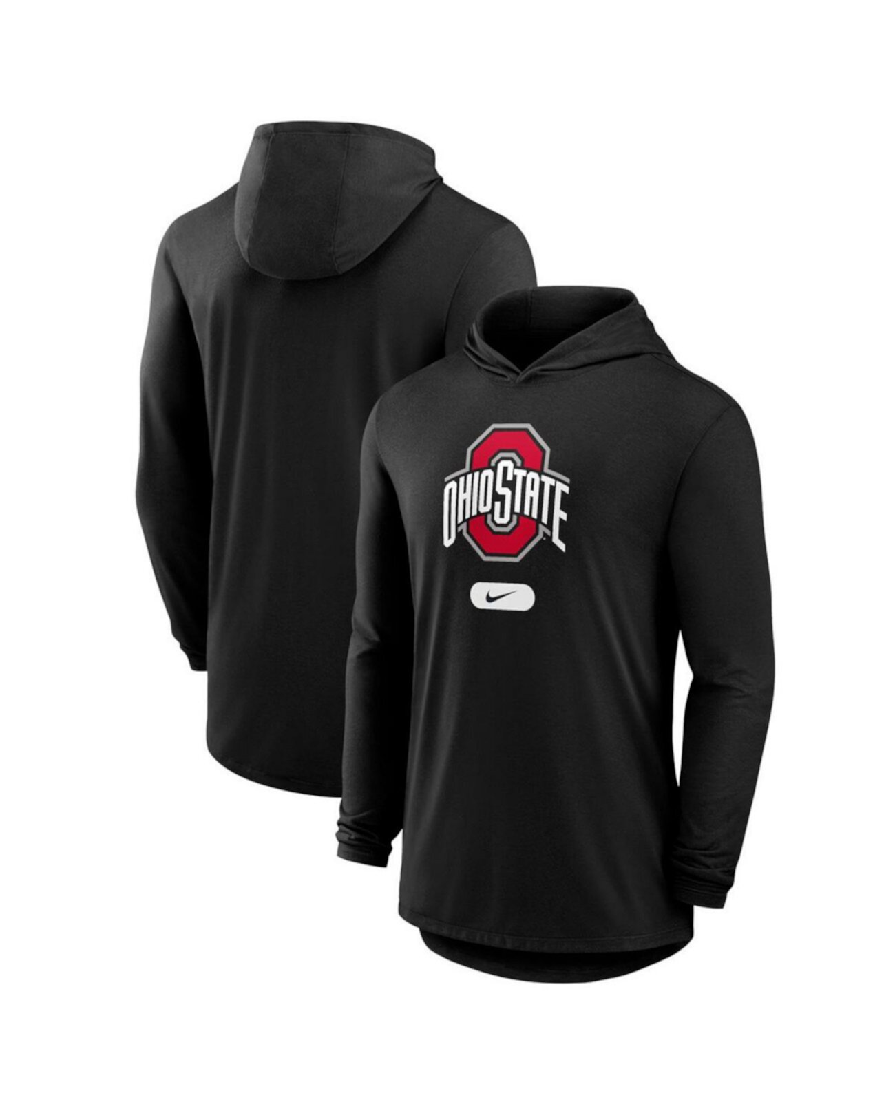 Men's Black Ohio State Buckeyes Lightweight Performance Long Sleeve Hoodie T-Shirt Nike