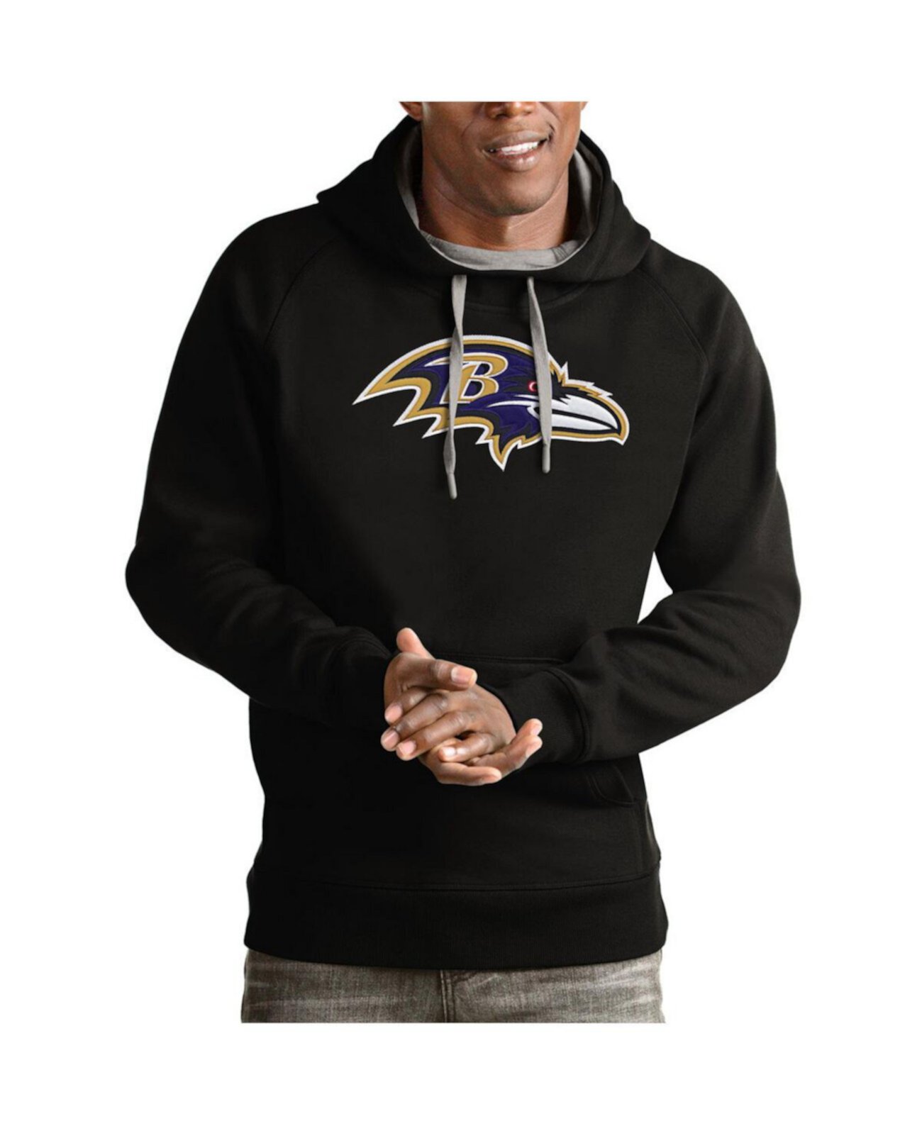 Men's Black Baltimore Ravens Victory Pullover Hoodie Antigua