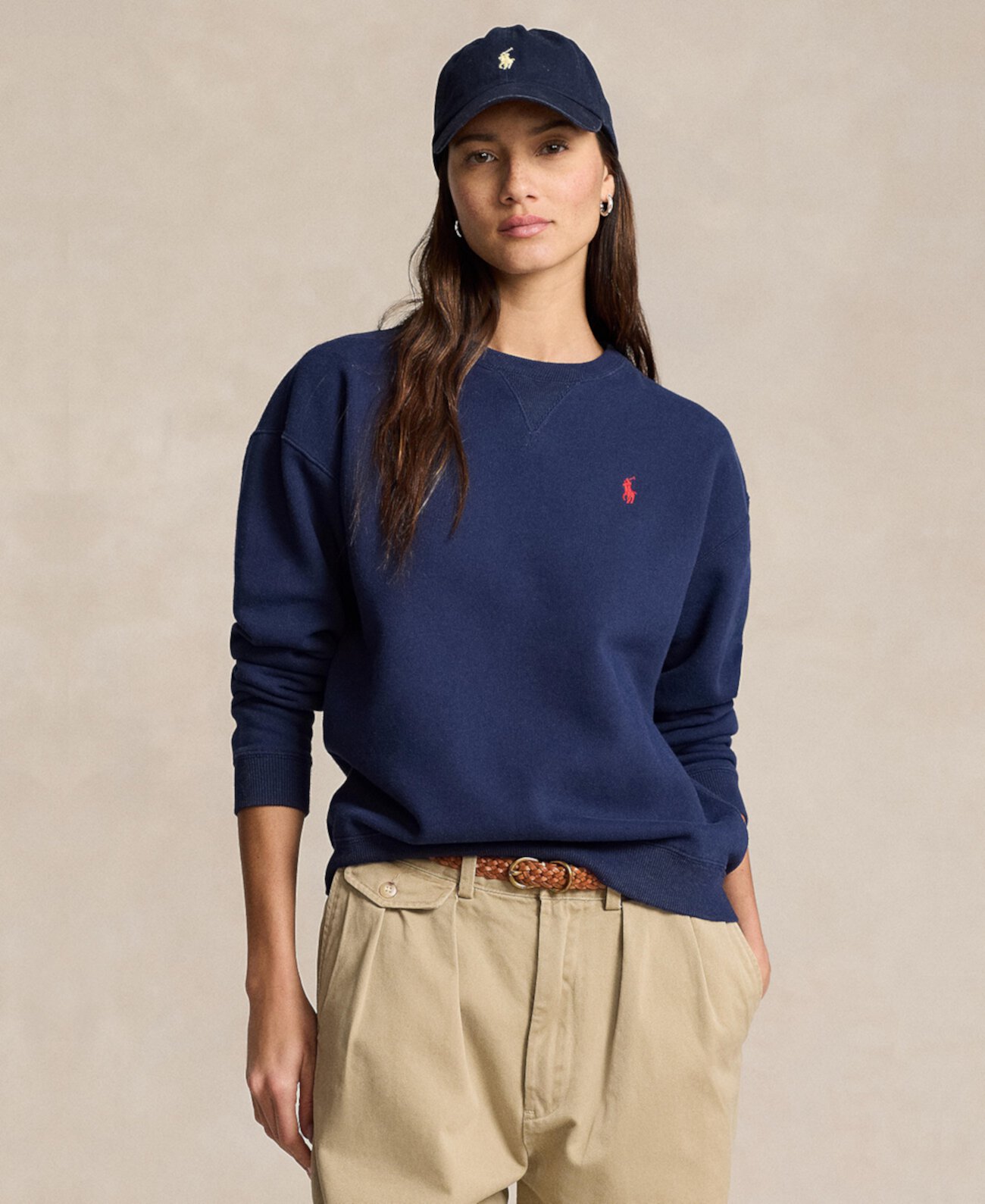 Дамское флисовое худи с круглым вырезом Polo Ralph Lauren и вышитым логотипом Pony Polo Ralph Lauren