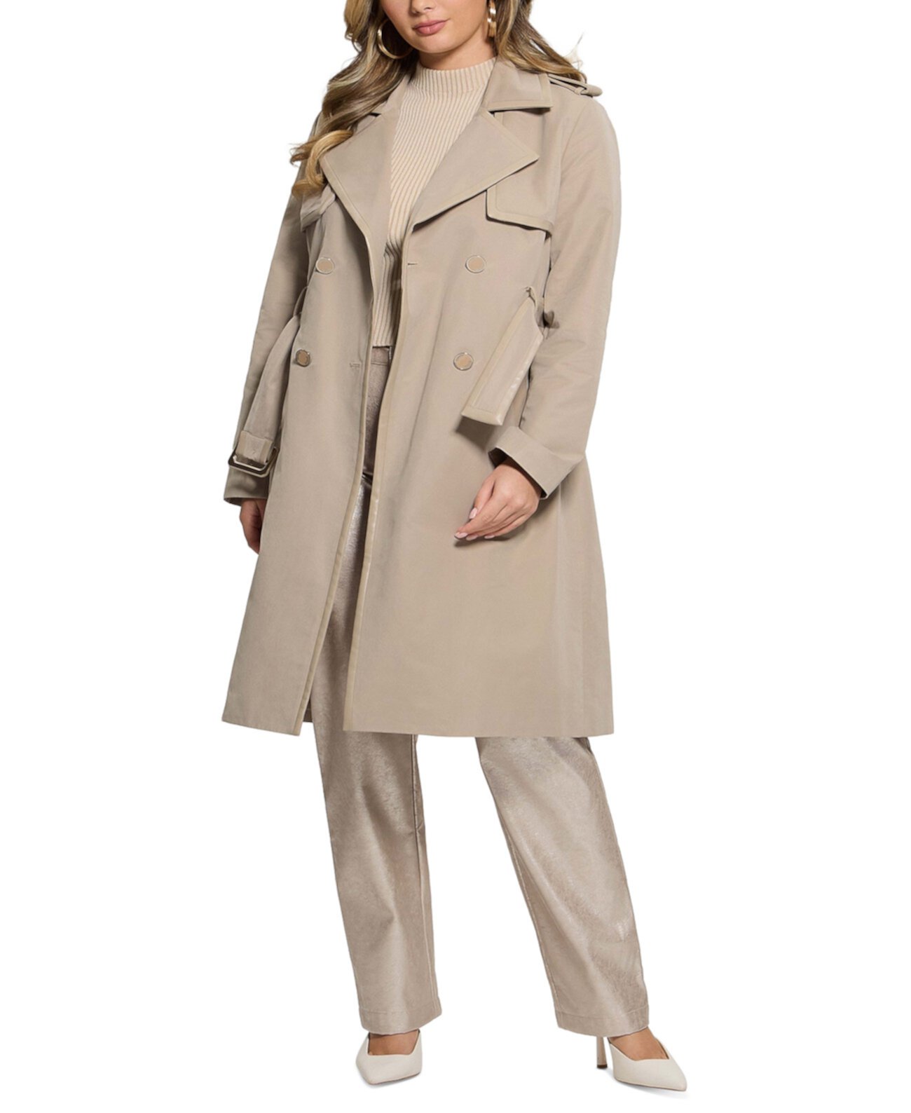 Women's Jenny Faux-Leather Trench Coat Guess