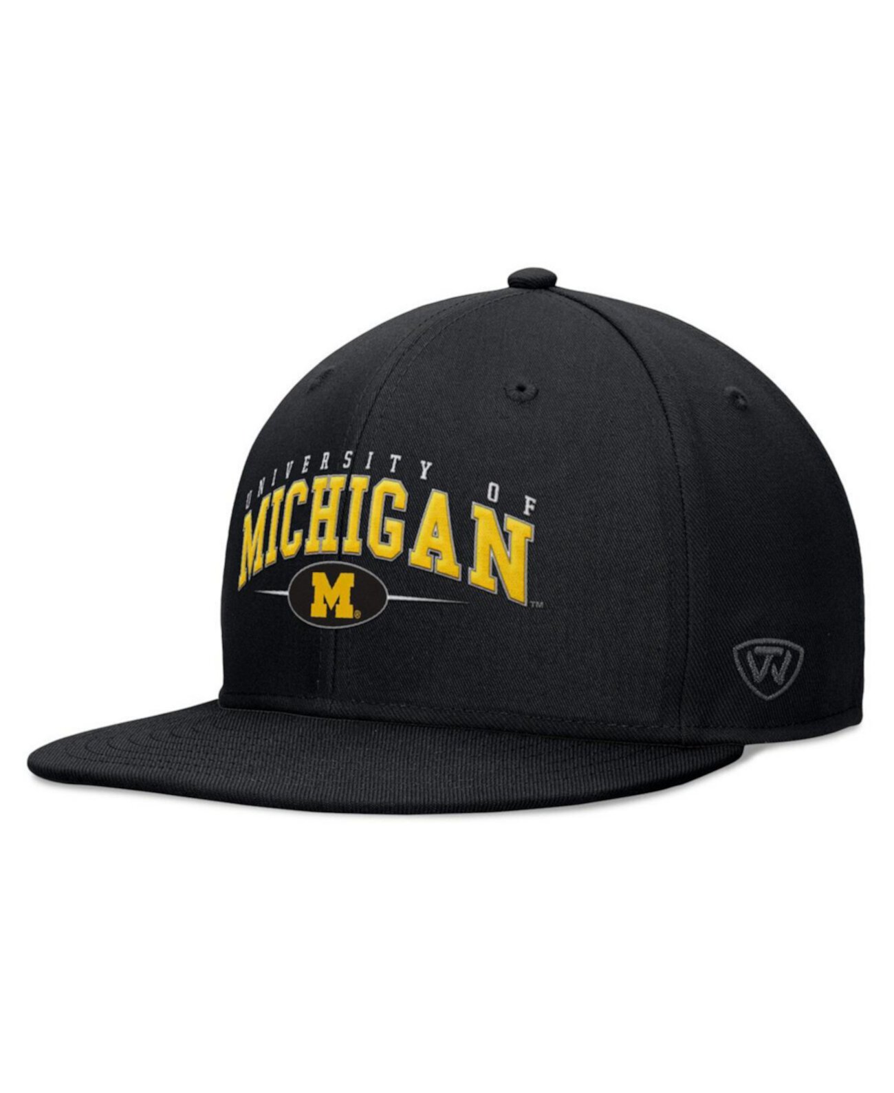 Мужская черная кепка Michigan Wolverines Bullpen Snapback с плоским козырьком и высокой тульей Top of the World