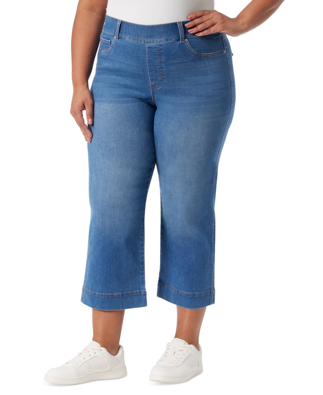 Plus Size Shape Effect  Pull-On Wide-Leg Jeans Gloria Vanderbilt