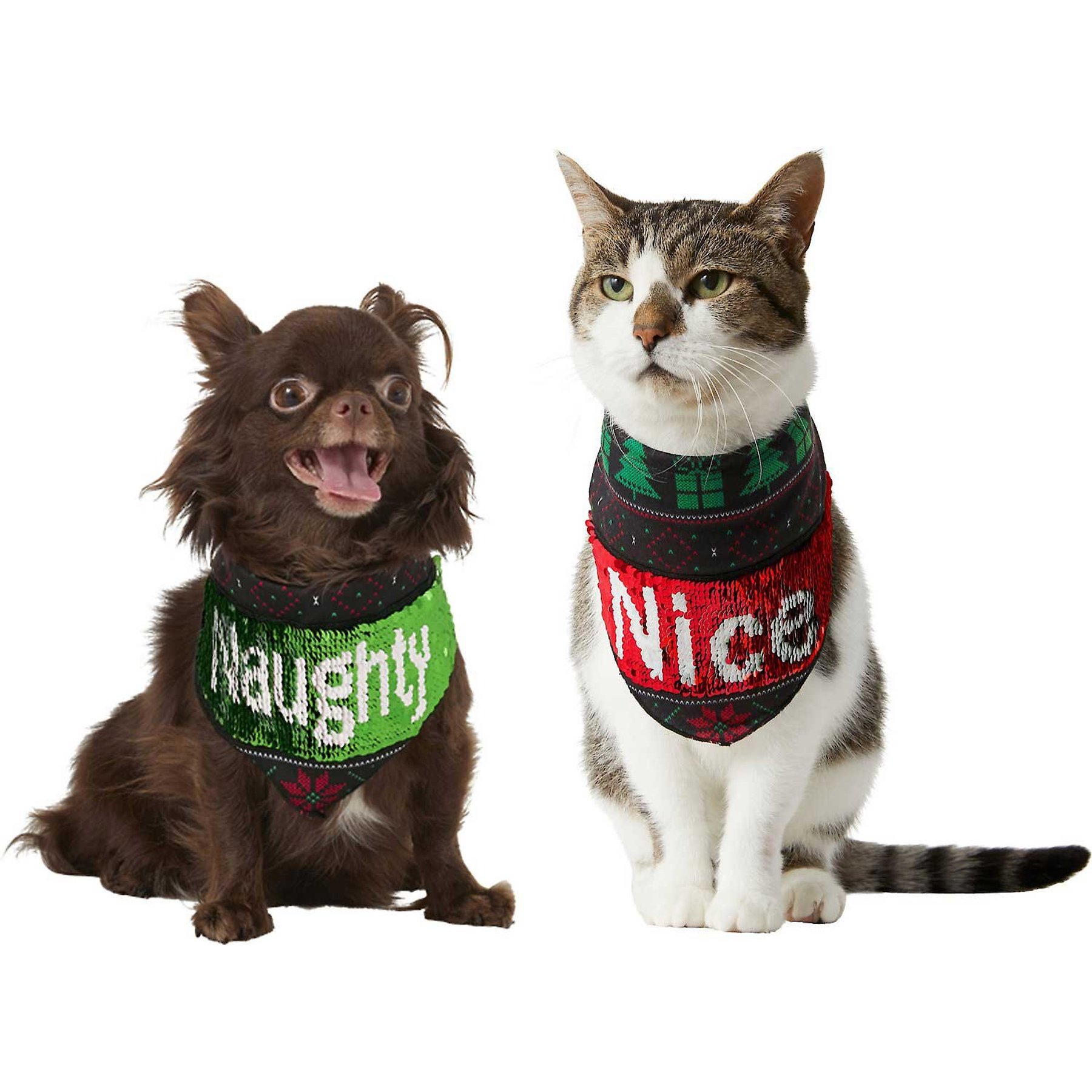 Frisco Flip Sequin Naughty/Nice Dog & Cat Bandana Frisco