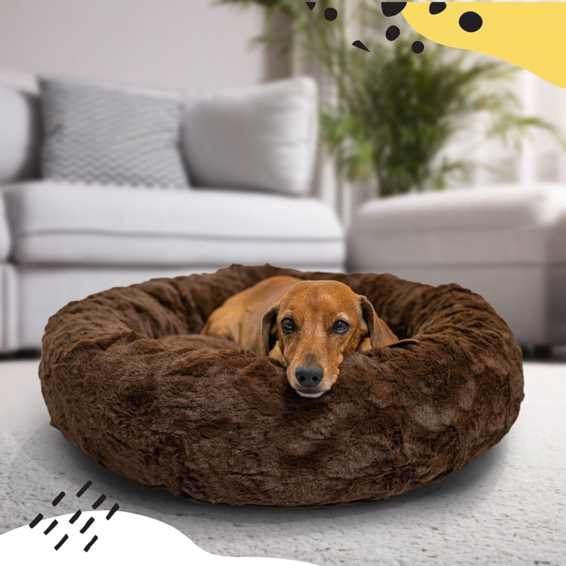 Best Friends by Sheri Calming Lux Fur Donut Cuddler Bolster Cat & Dog Bed Best Friends by Sheri