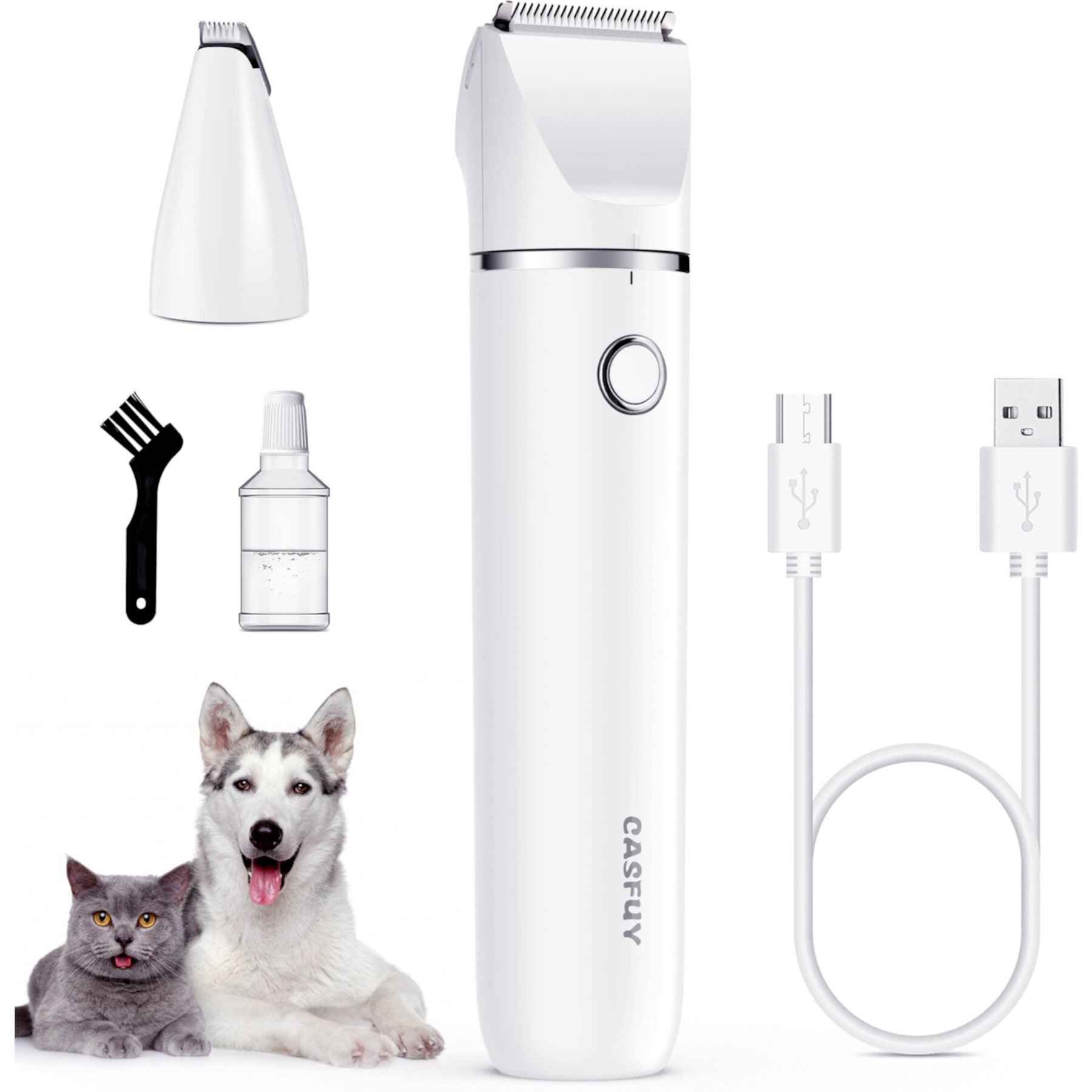 Casfuy Small Low Noise 2 in 1 Trimming Paw Face Narrow Dog hair Clippers, White Casfuy