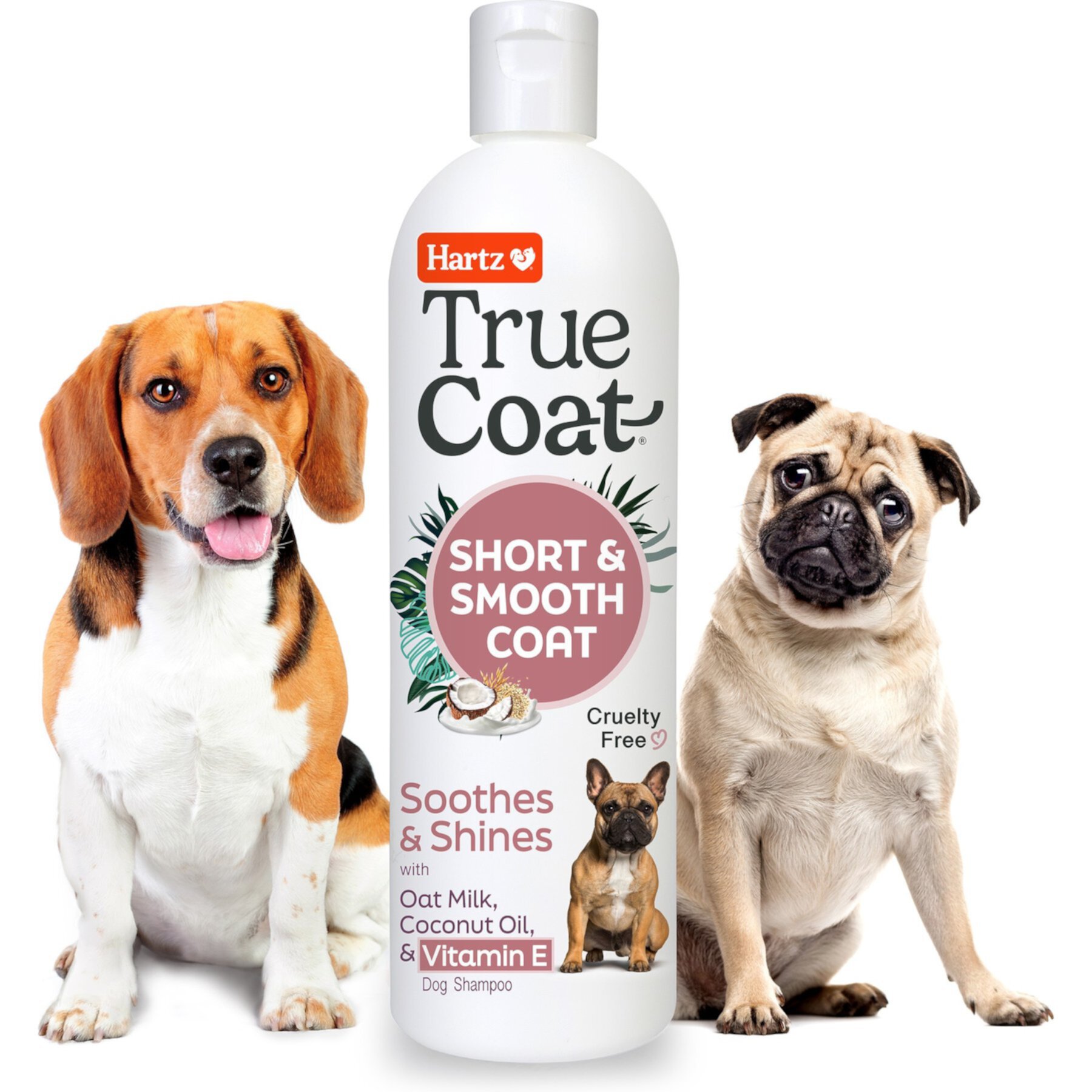 Hartz True Coat Short & Smooth Soothes & Shines with Oat Milk, Coconut Oil & Vitamin E Dog Shampoo Hartz