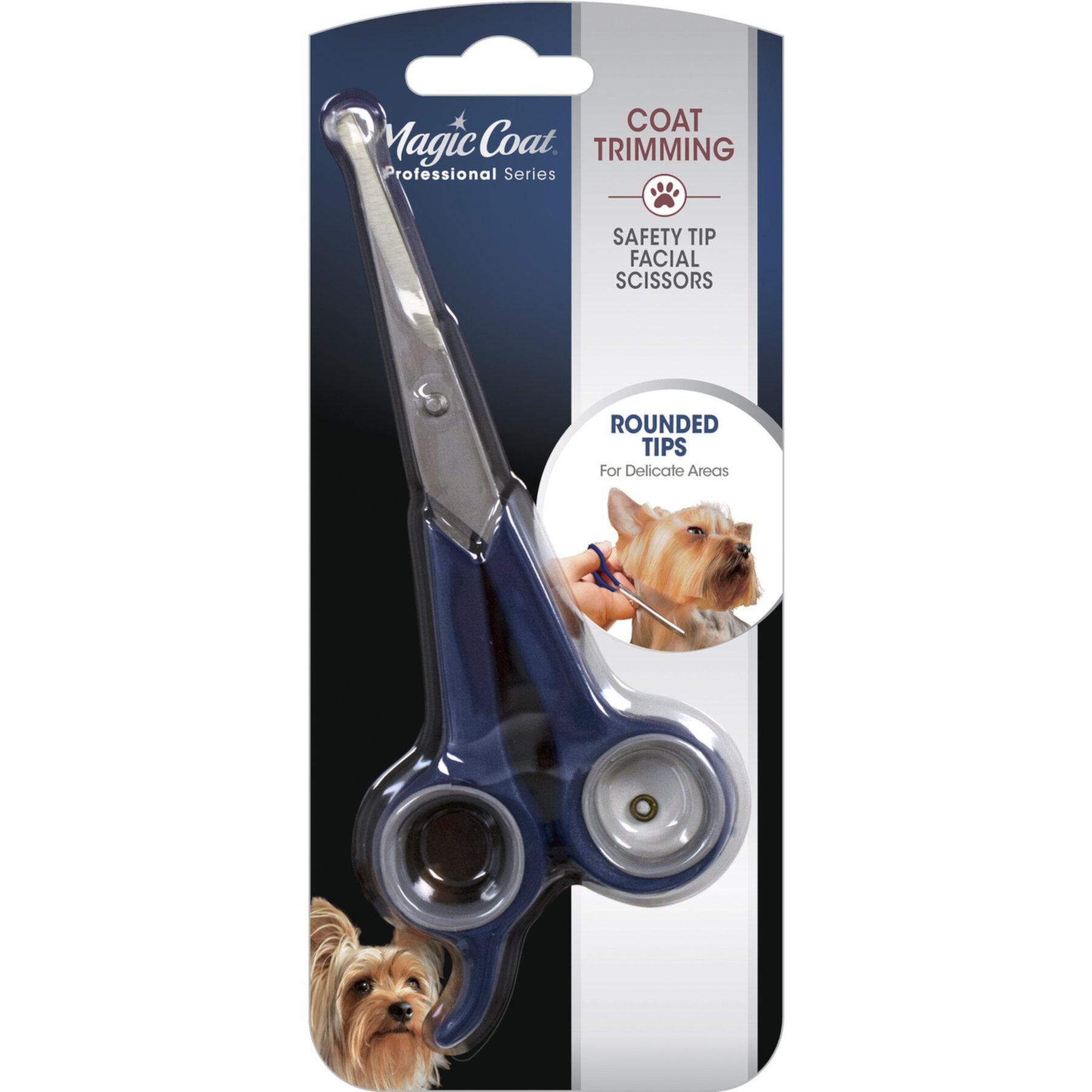 Four Paws Magic Coal Professional Series Safety Tip Facial Dog Scissors, Blue Four Paws