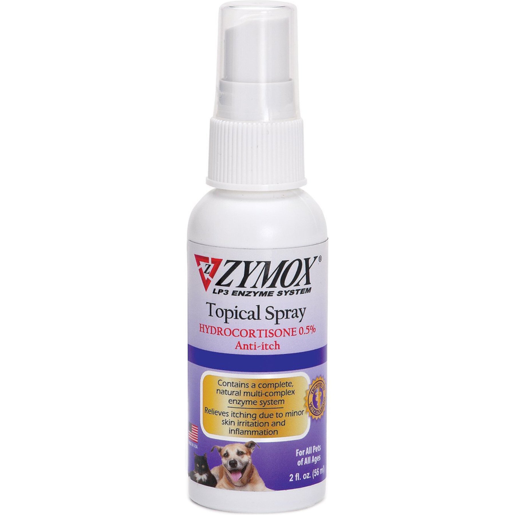 Zymox Enzymatic Topical Spray with Hydrocortisone 0.5% for Dogs & Cats Zymox