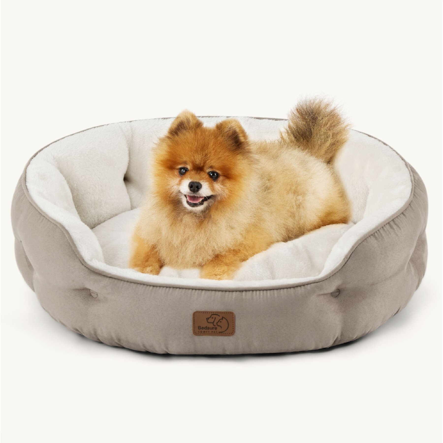 Bedsure Round Orthopedic Bolster Anti-Slip Puppy & Kitten Bed with Washable Pillow Cushion Bedsure