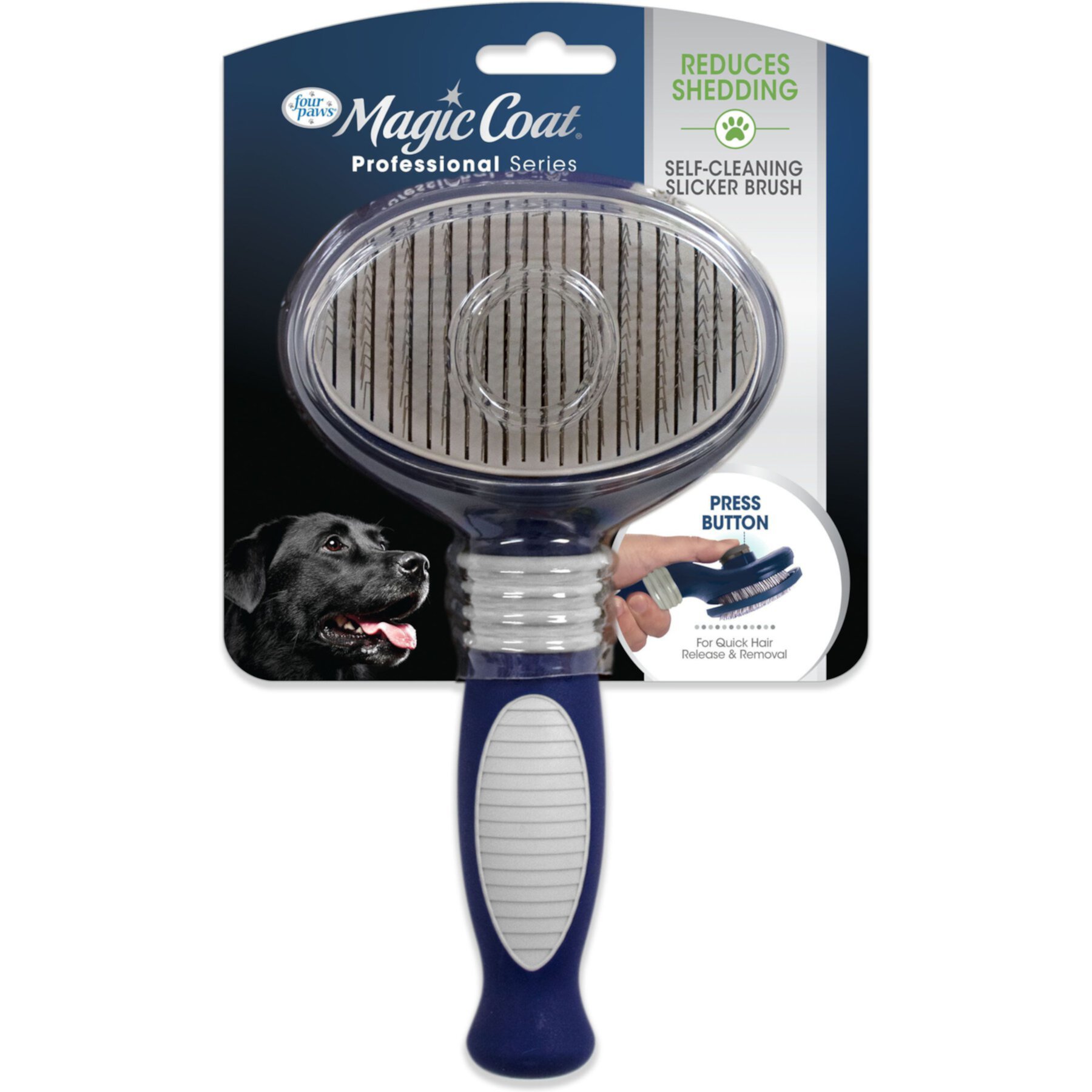 Four Paws Magic Coat Professional Series Self-Cleaning Slicker Dog Brush, Blue, Large Four Paws