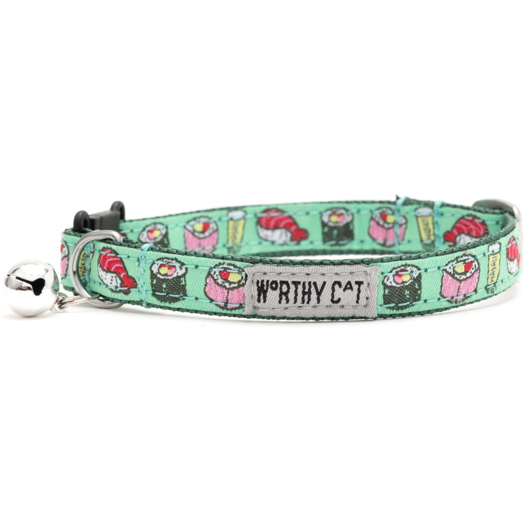 The Worthy Dog Sushi Cat Collar, One Size: 9 to 11-in neck, 1/2-in wide, Mint Green The Worthy Dog