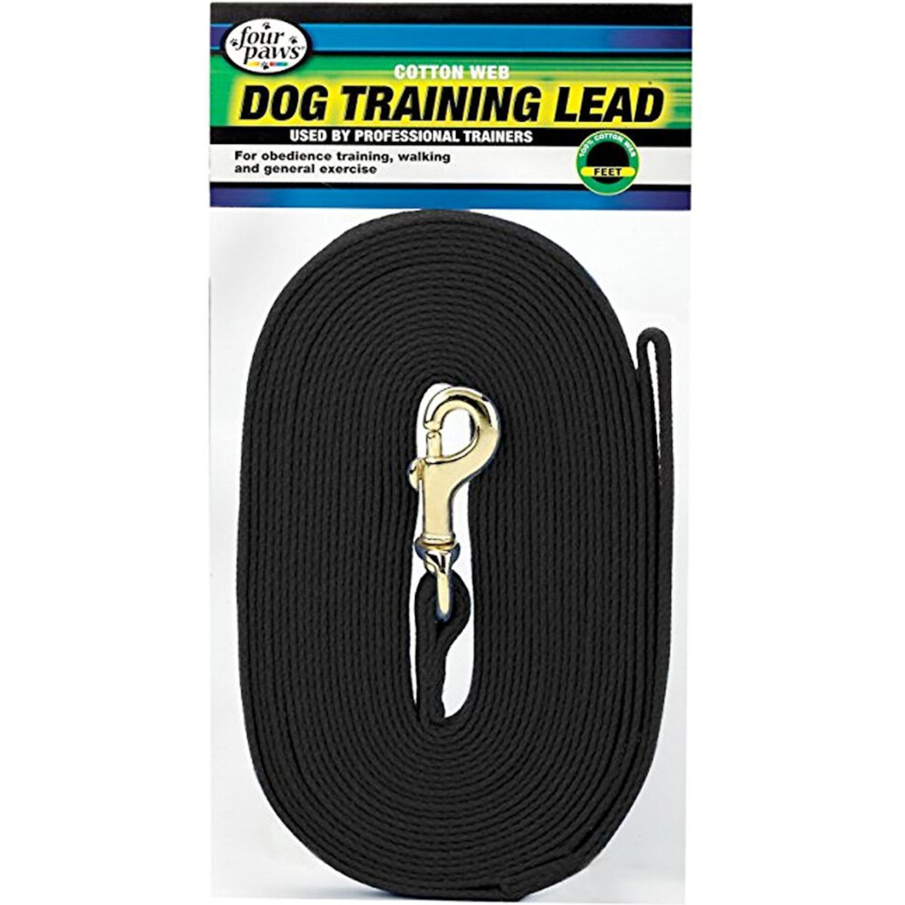 Four Paws Cotton Web Training Dog Lead, Black Four Paws