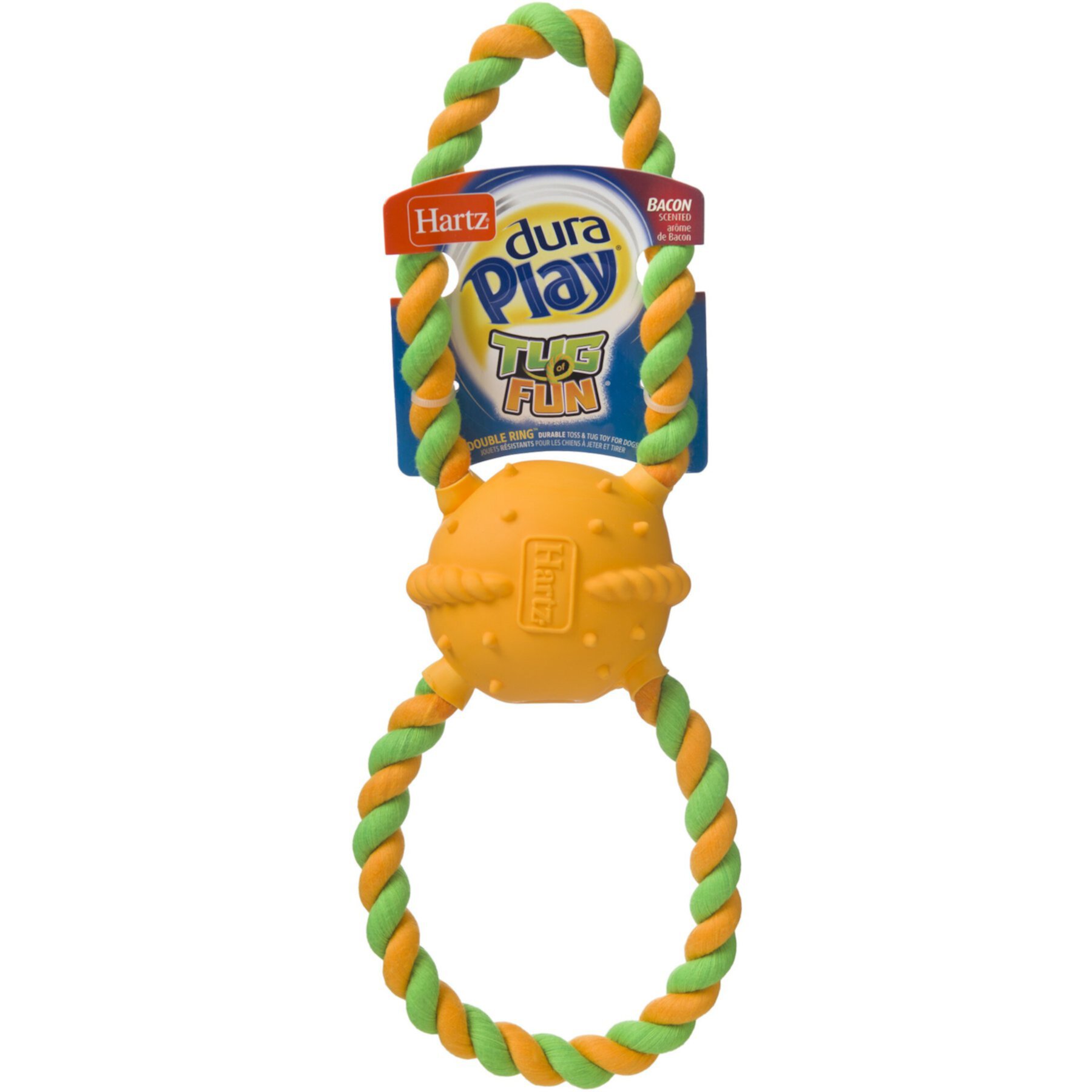 Hartz Dura Play Tug of Fun Double Ring Squeaky Latex Dog Toy Hartz