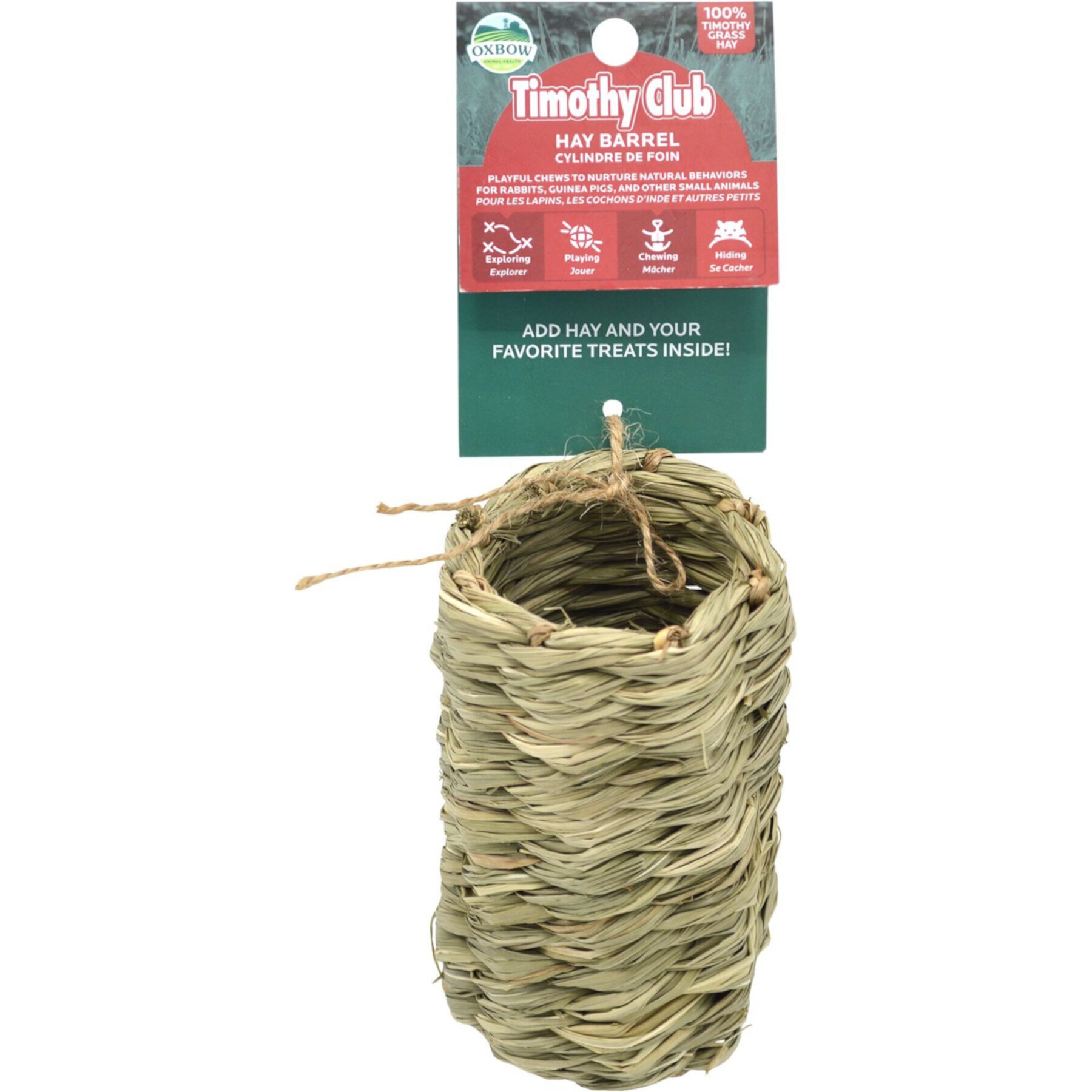 Oxbow Timothy Club Hay Barrel Small Pet Chew Toy Oxbow