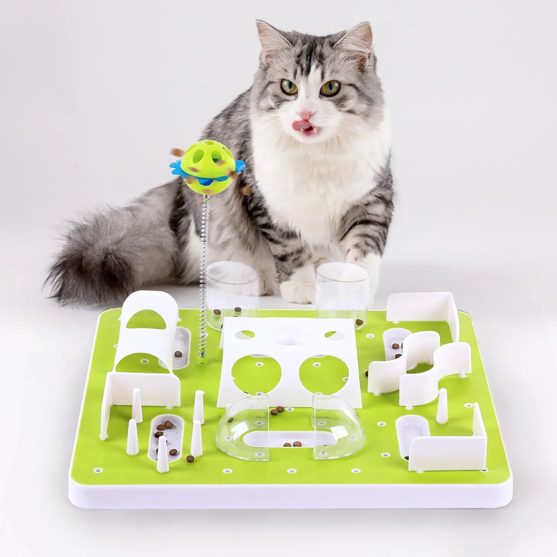 allforpaws Interactives Treat Maze Cat Puzzle Toy, Green allforpaws