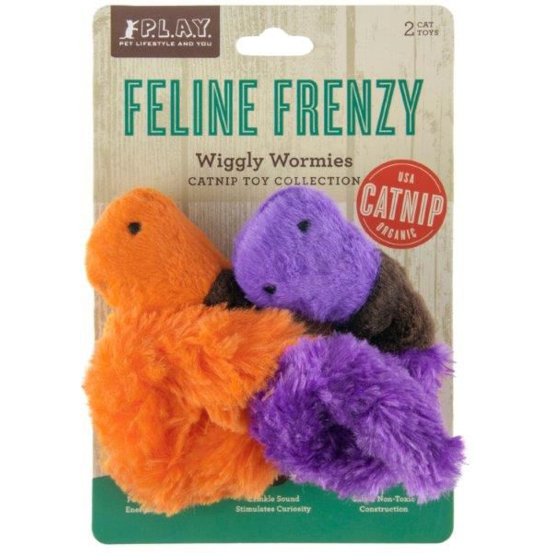 P.L.A.Y. Pet Lifestyle and You Feline Frenzy Wiggly Worms Plush Squeaky Cat Toy P.L.A.Y. Pet Lifestyle and You