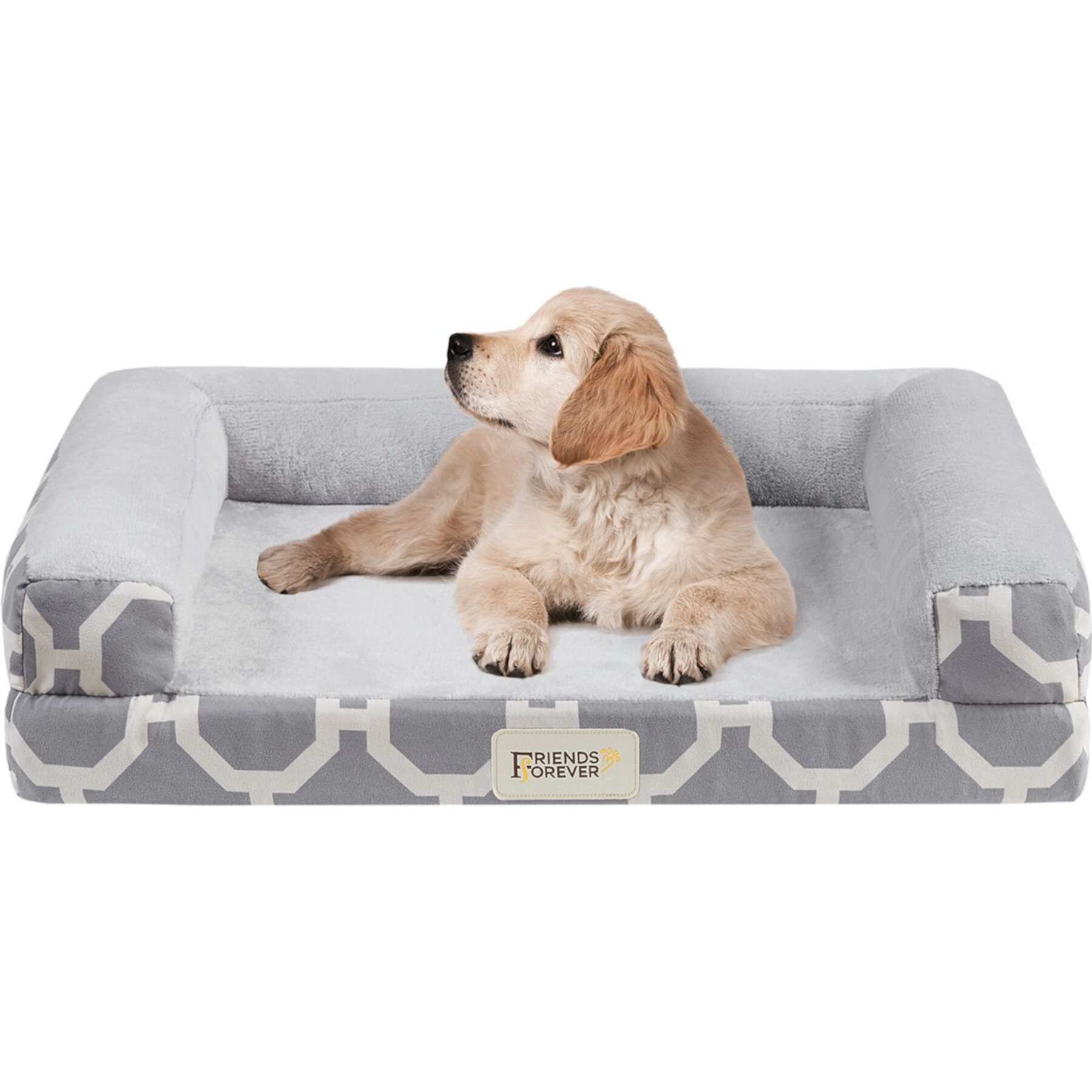 Friends Forever Harper Orthopedic Couch Bolster Sofa with Removable Cover Cat & Dog Bed, Grey Friends Forever