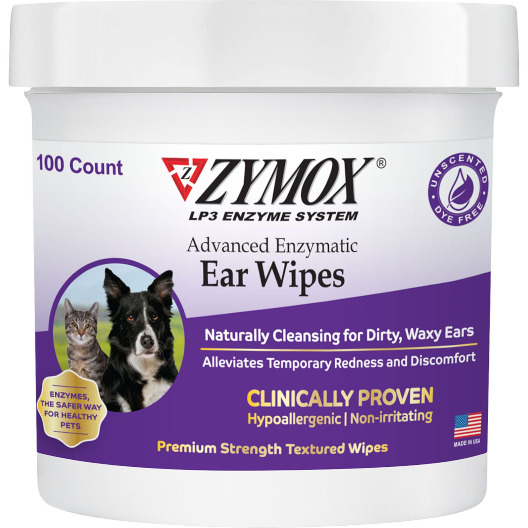 Zymox Advanced Enzymatic Dog & Cat Ear Wipes Zymox