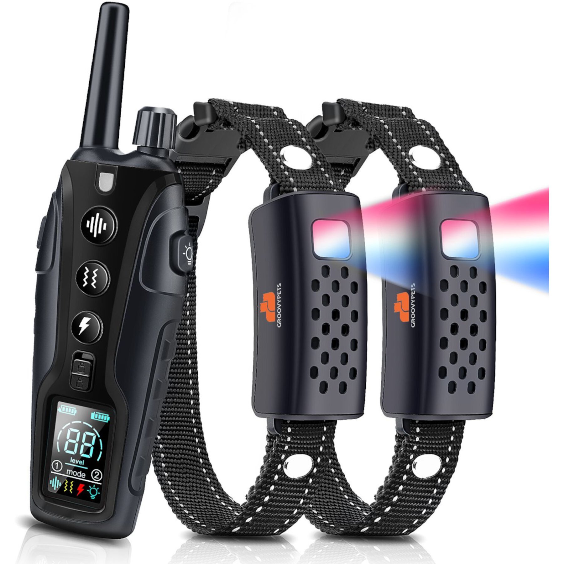 GroovyPets 1100 Yard Remote Two Dog Training Collar System GroovyPets